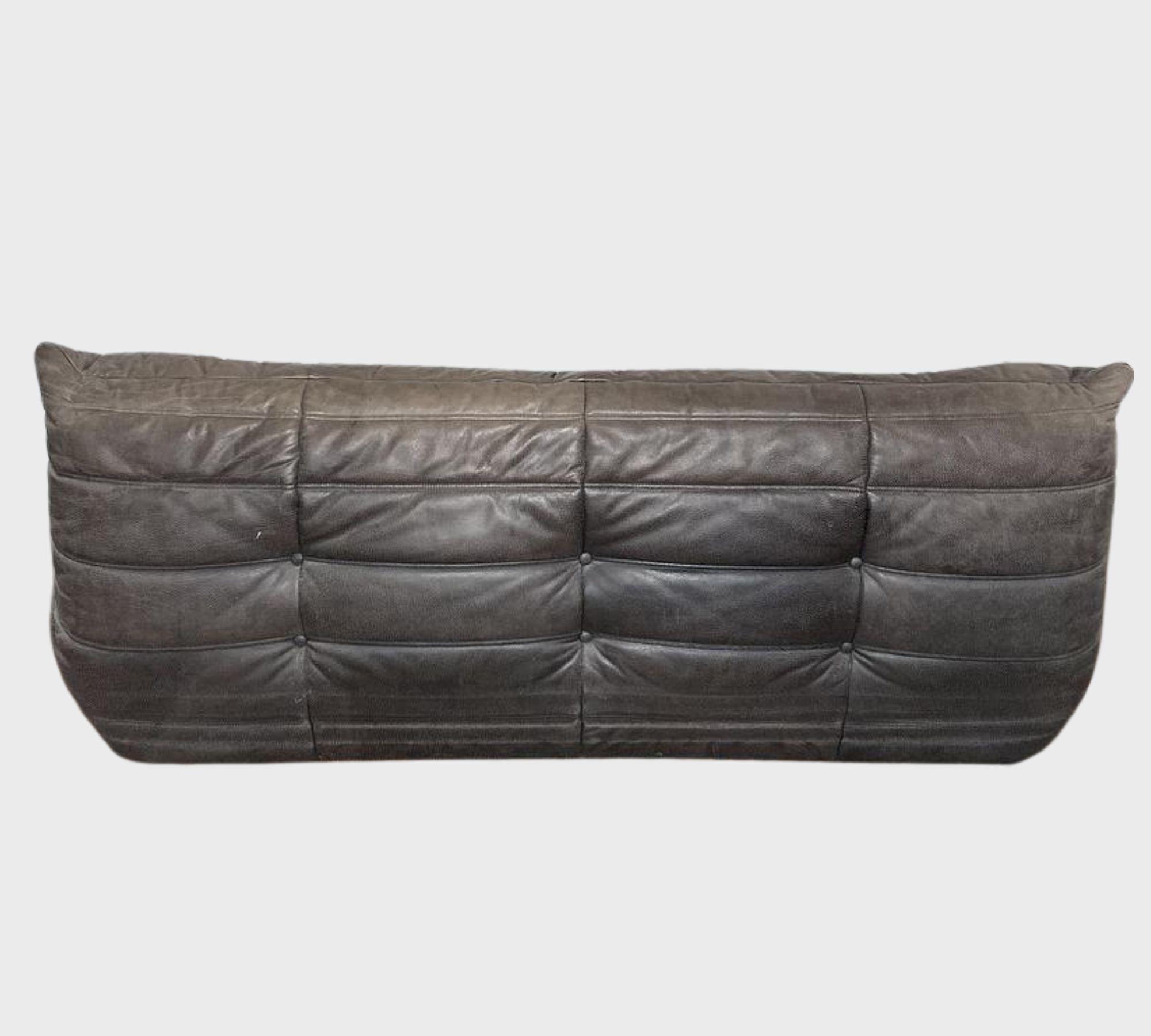 Togo Sofa 3-Sitzer Leder Schwarz 4