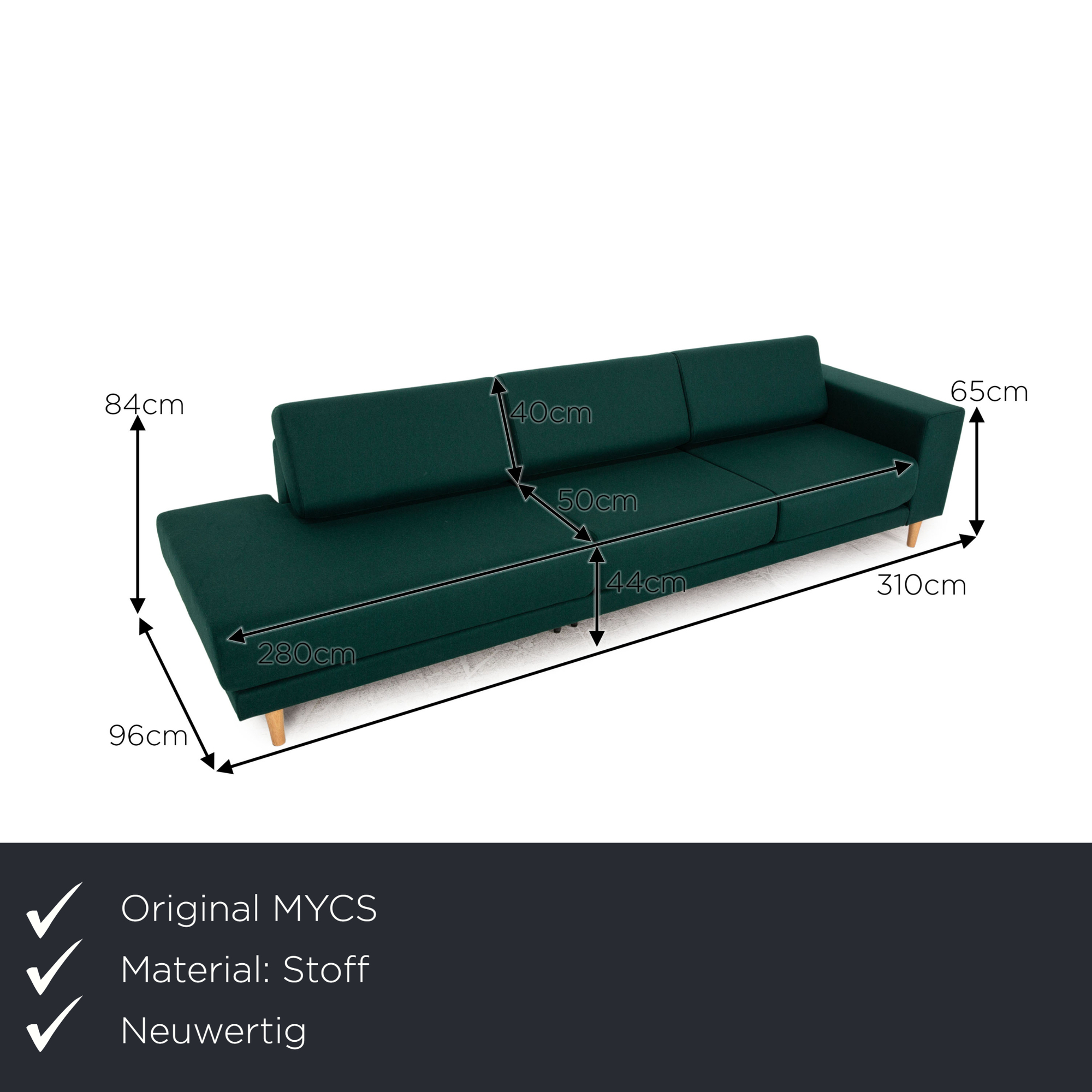 TYME Sofa 3-Sitzer Stoff Grün 1