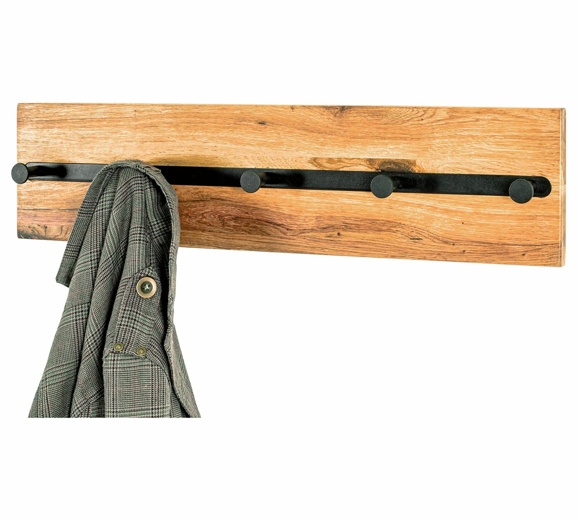 Coat rack oak wood metal black 3