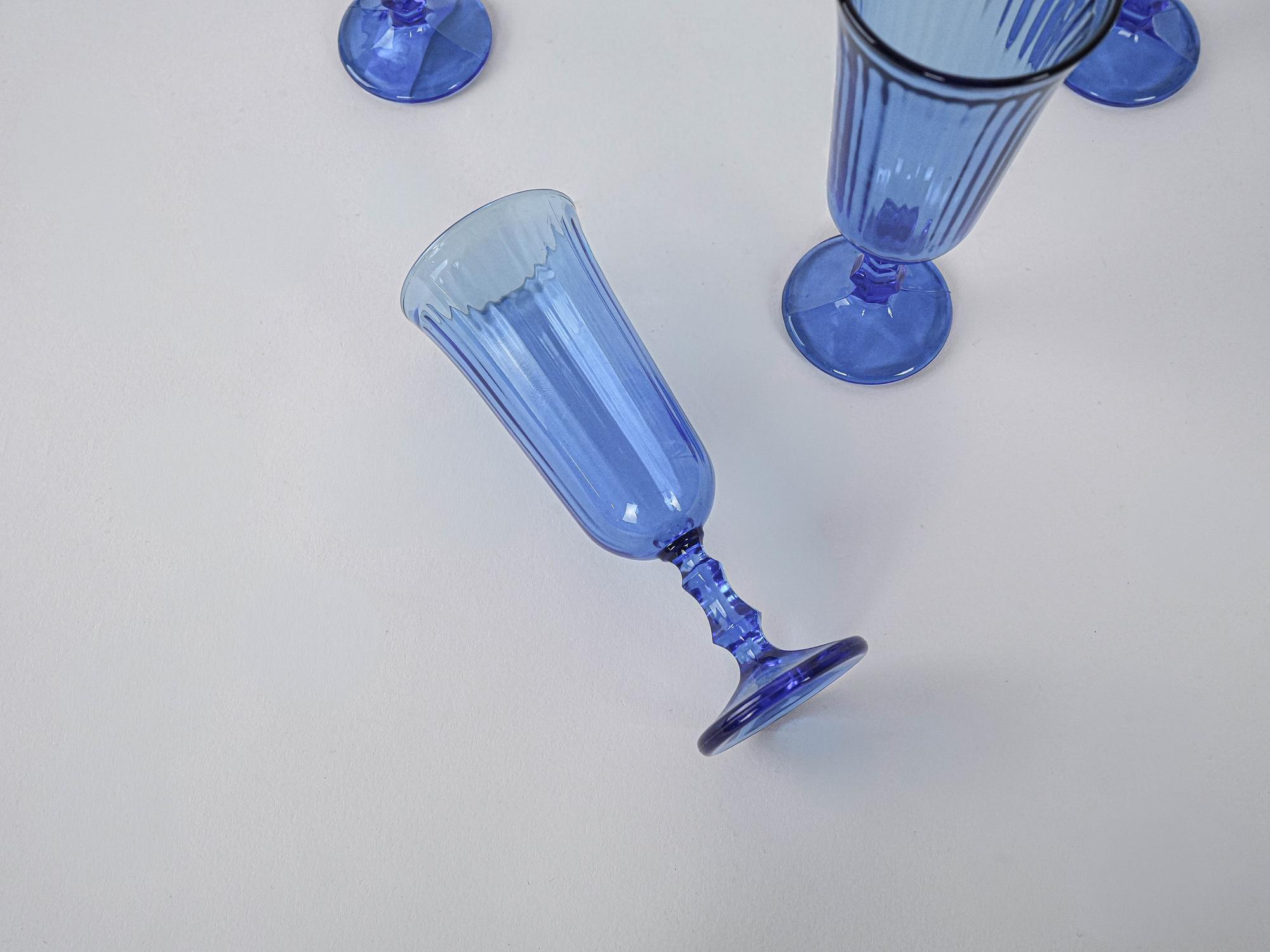 Champagnergläser-Set Kobaltblau 1970er Jahre 4