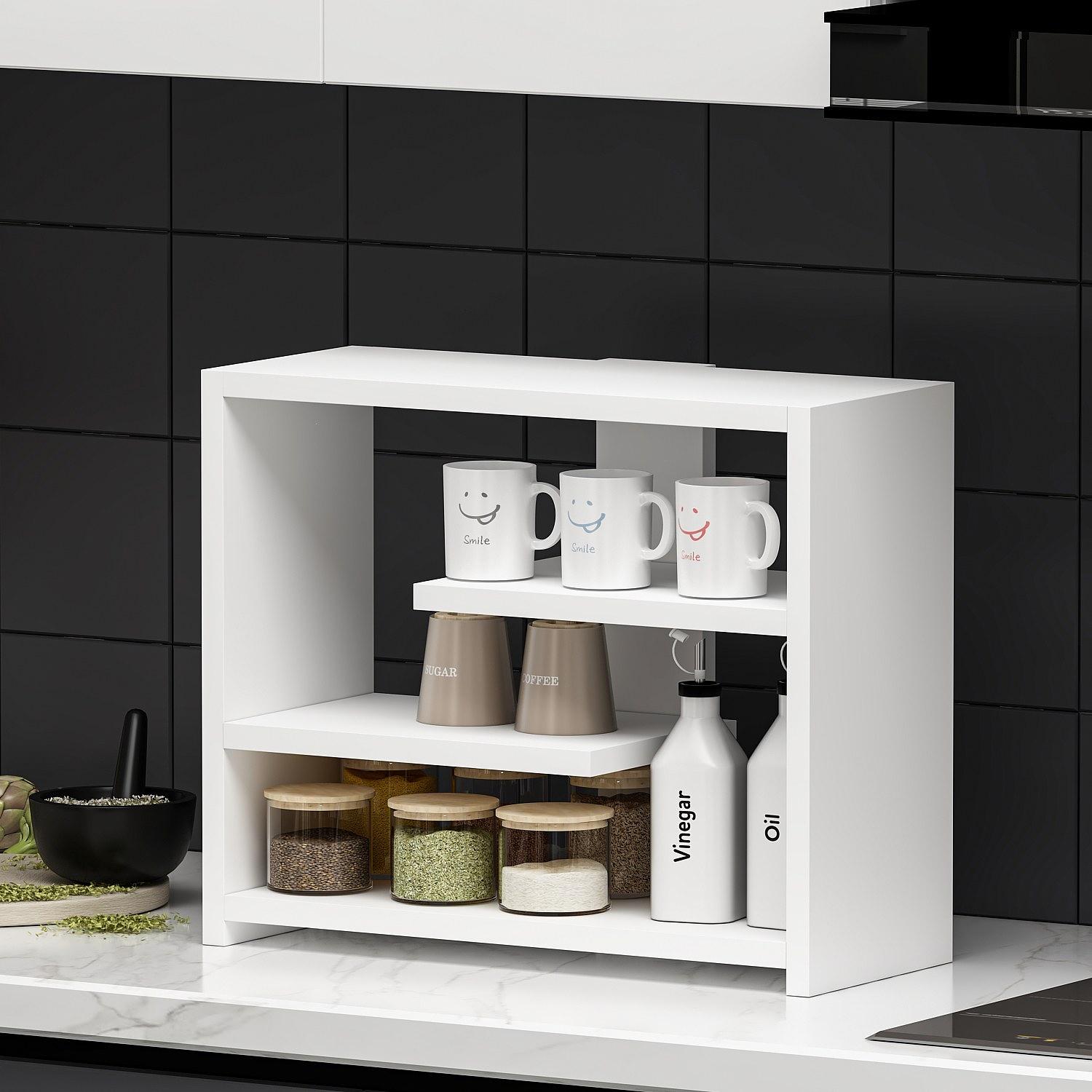 Gupse Wandregal Holzfurnier Weiß 1