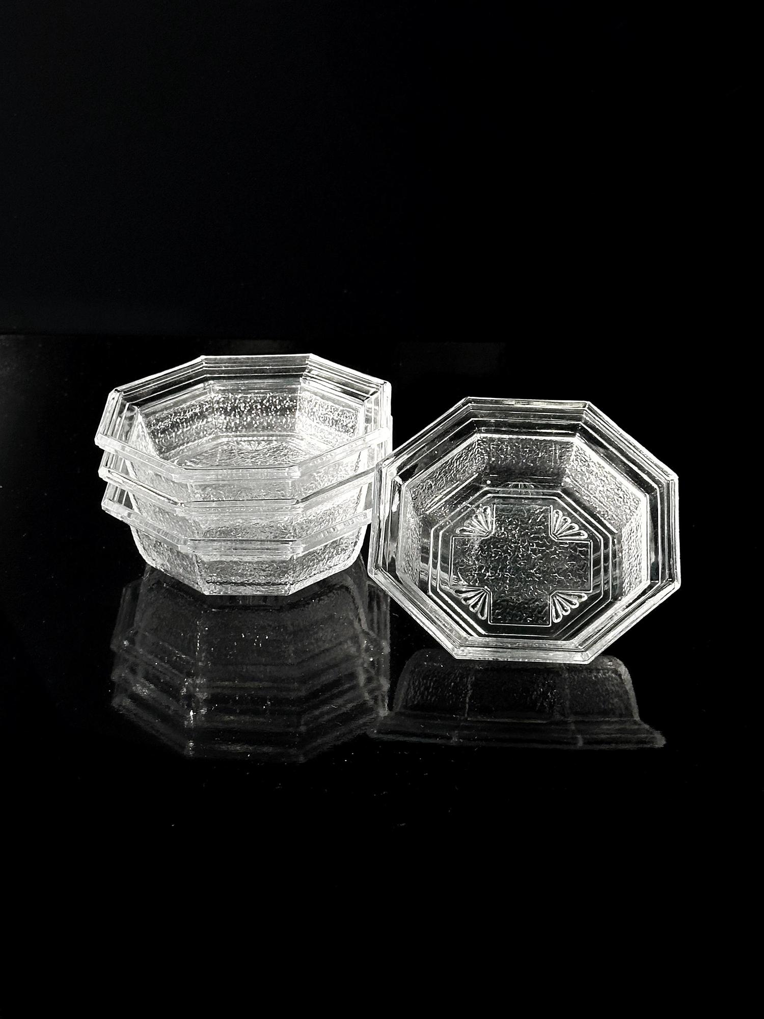 5x Vintage Art Deco Revival Schale Bleikristall 1960er Jahre 4