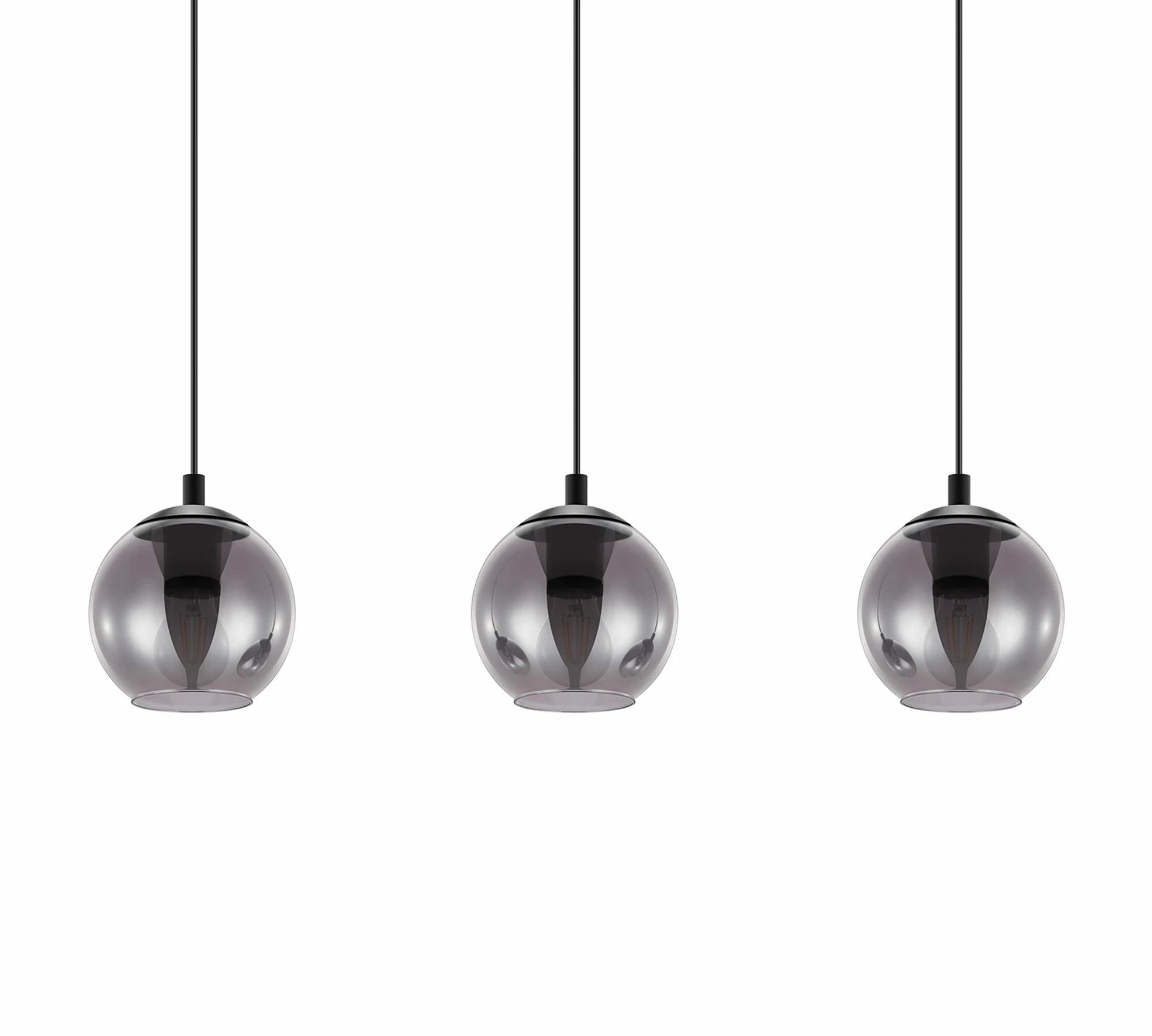 Pendant lamp 3-light clear glass steel 0