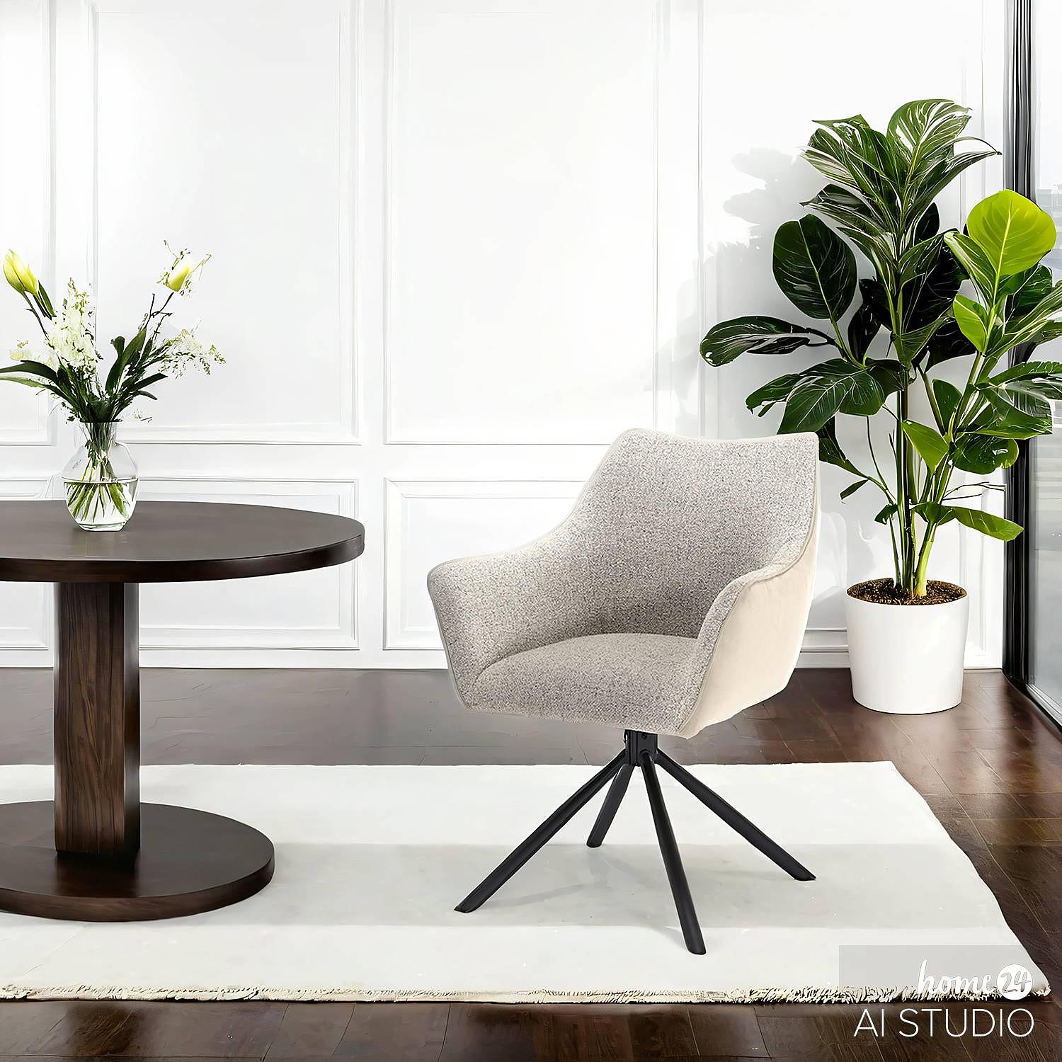 Solin Swiveling Armchair Microfiber Beige 1