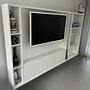 Bookless TV-Regal Holz Glas Weiß 2