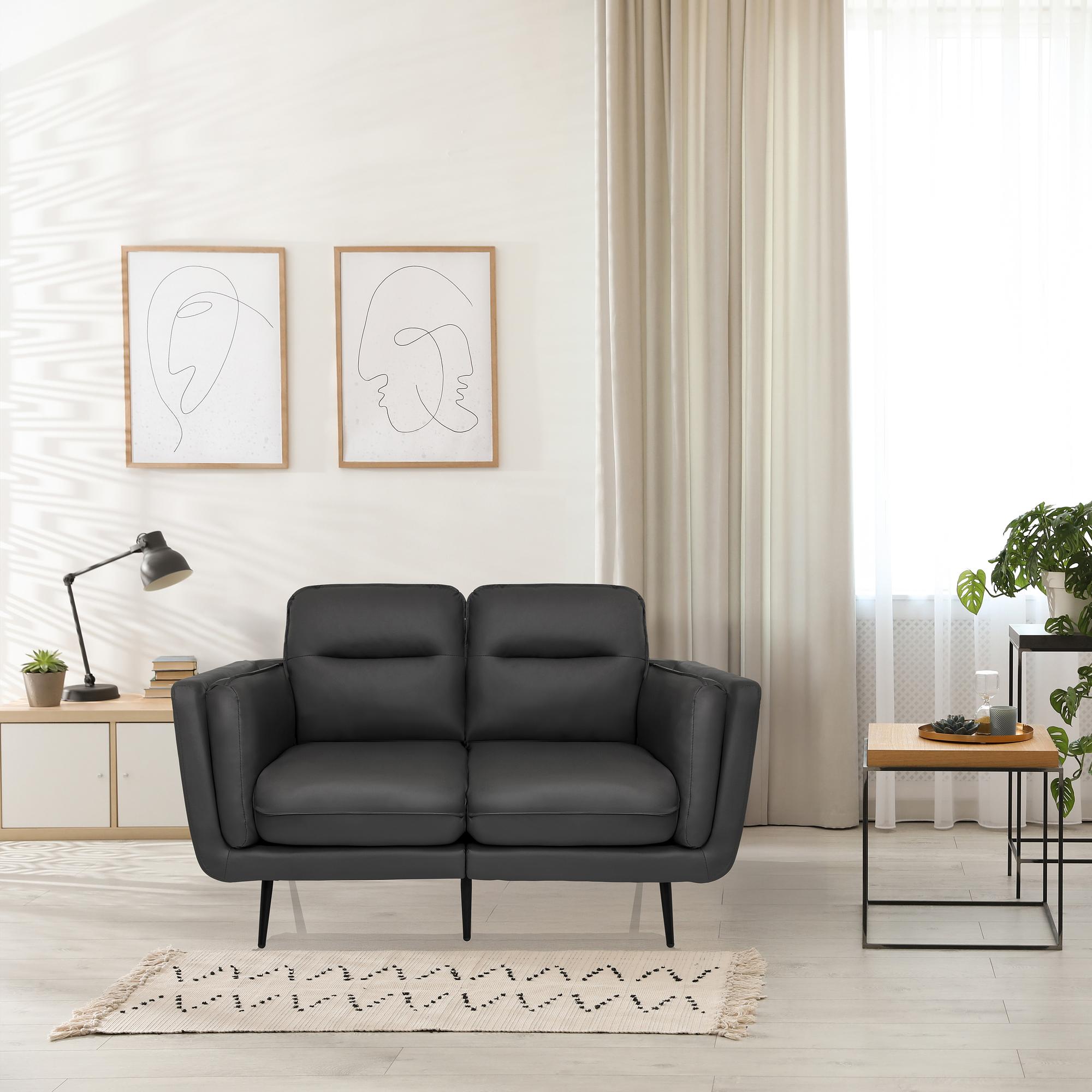 VINTALUX 2-Sitzer Sofa Kunstleder Grau 2