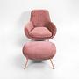 Moby Armchair and Footstool Chrome Velvet 2