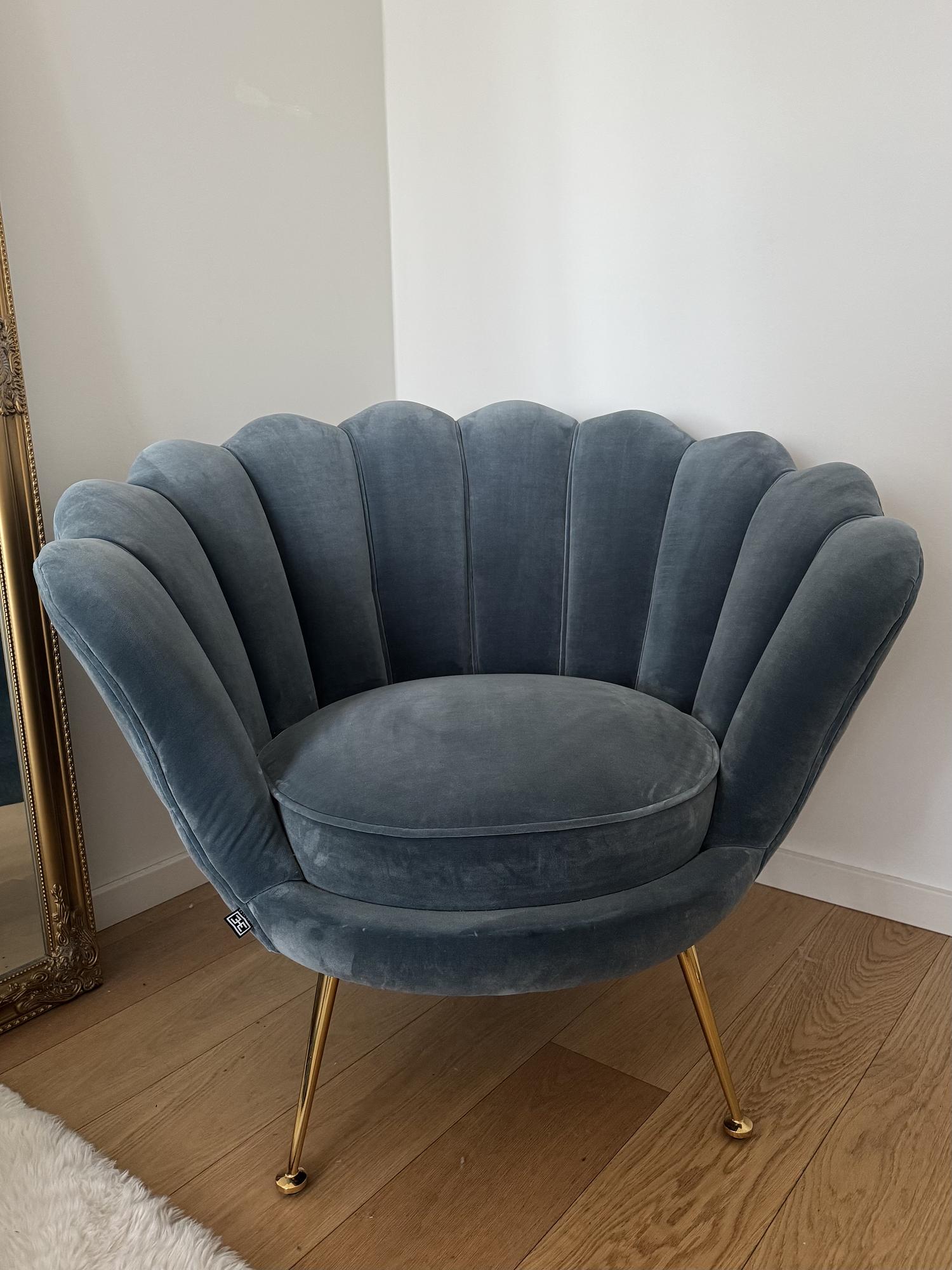 Trapezium Chair Samt Türkis Gold 1