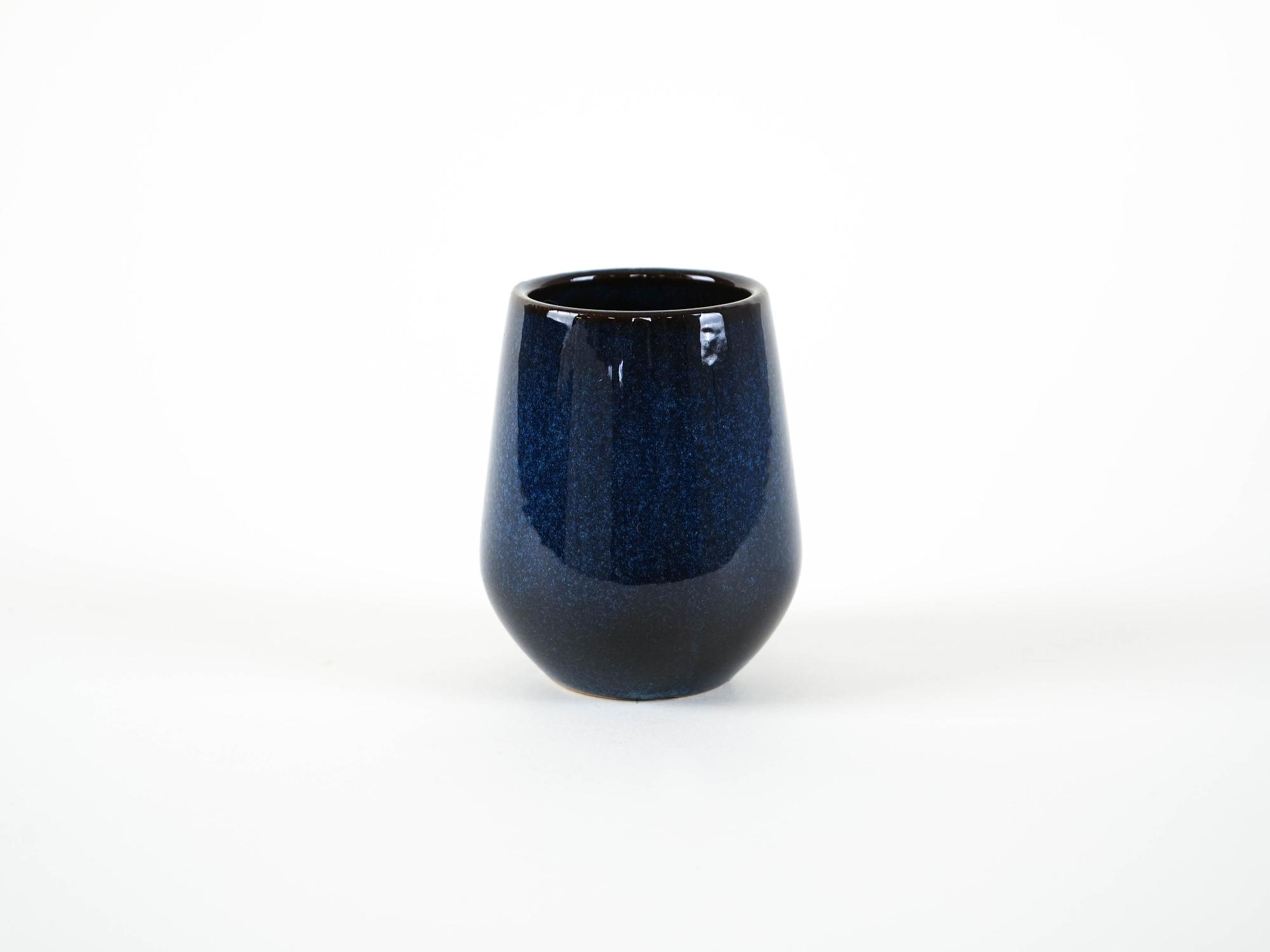 Keramikvase Marineblaue 1970er Jahre 2
