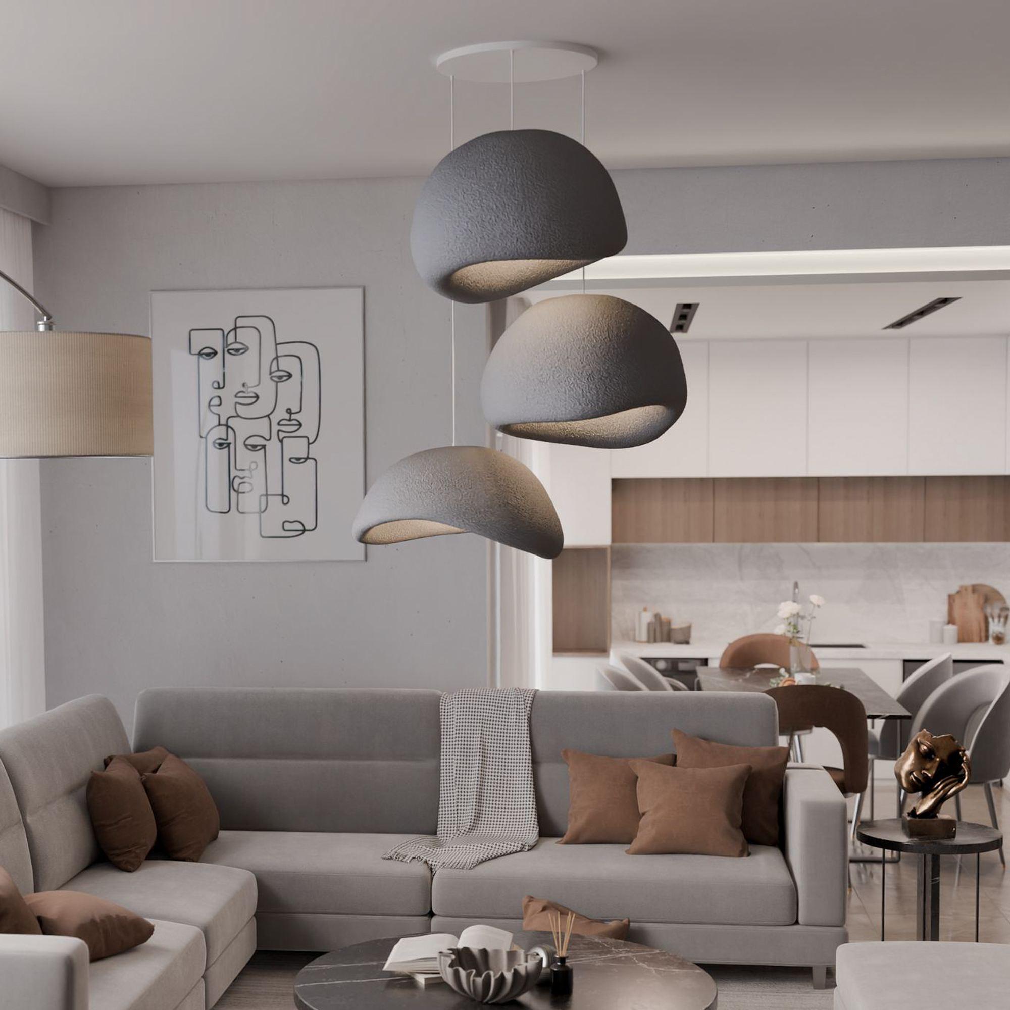 3-Flammig Wabi Sabi Kanso Beams Pendelleuchte Beton Grau 2