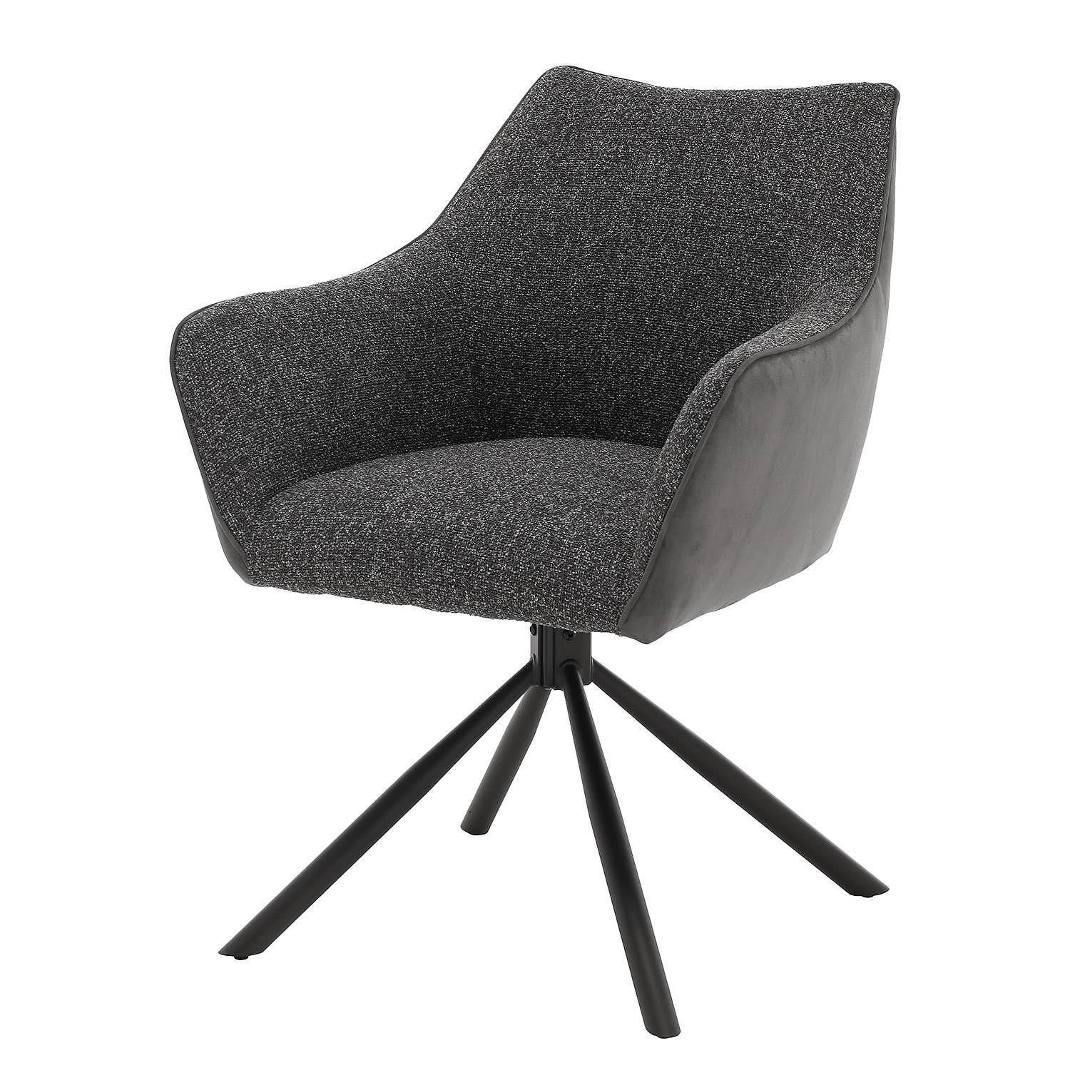 Swivel Armchair Solin Textured Fabric Graphite 0