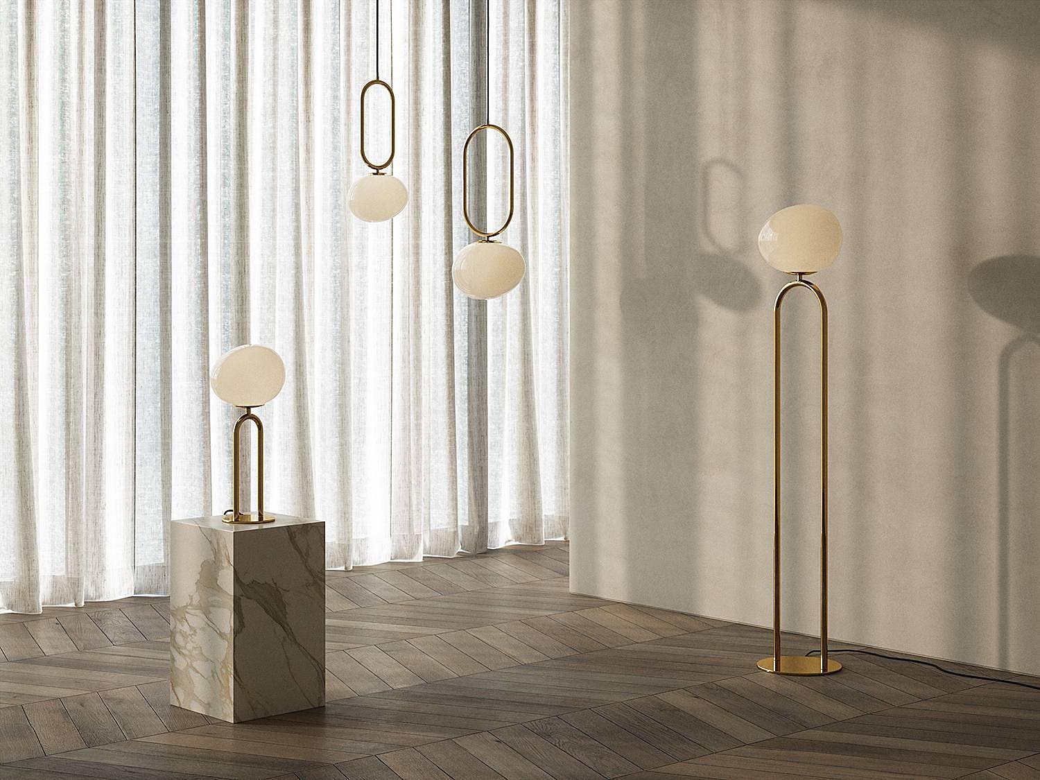 1-Flammig Pendelleuchte Shapes I Metall Opalglas 2