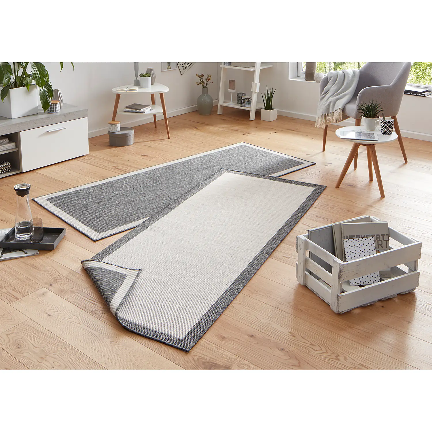 Indoor/outdoor runner Panama synthetic fiber Grey 80 x 250 cm 0