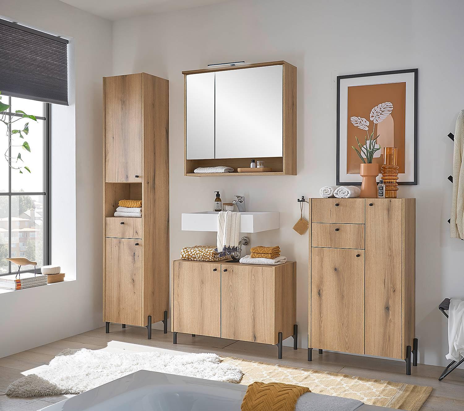 Mirror Cabinet Bouchoux Oak Coast Decor 3