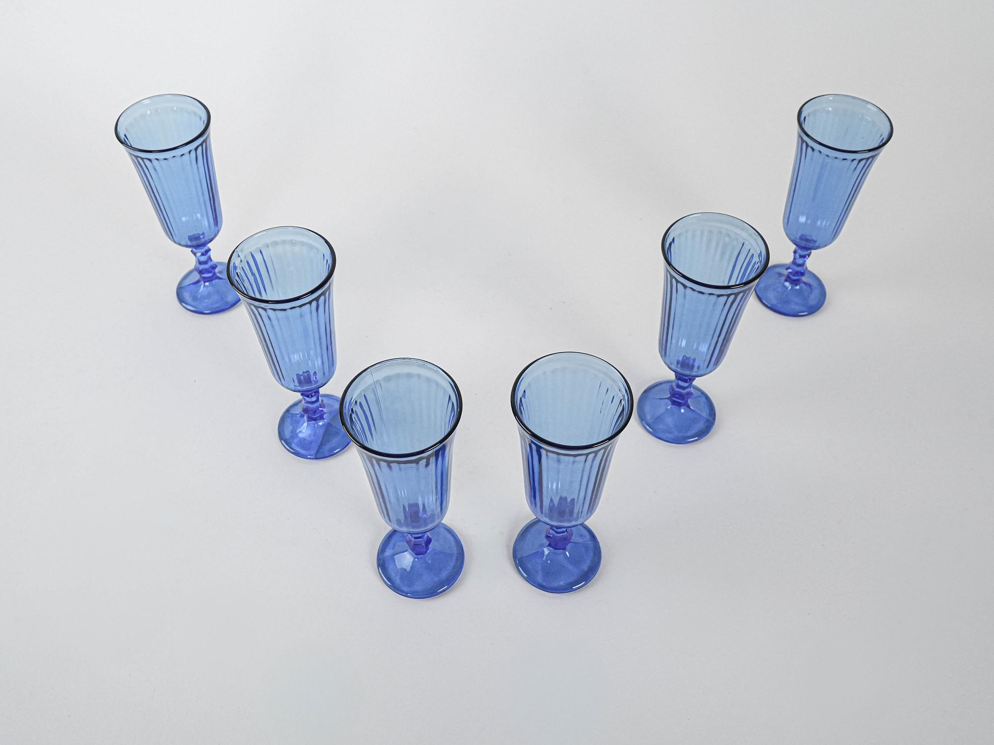 Champagnergläser-Set Kobaltblau 1970er Jahre 5