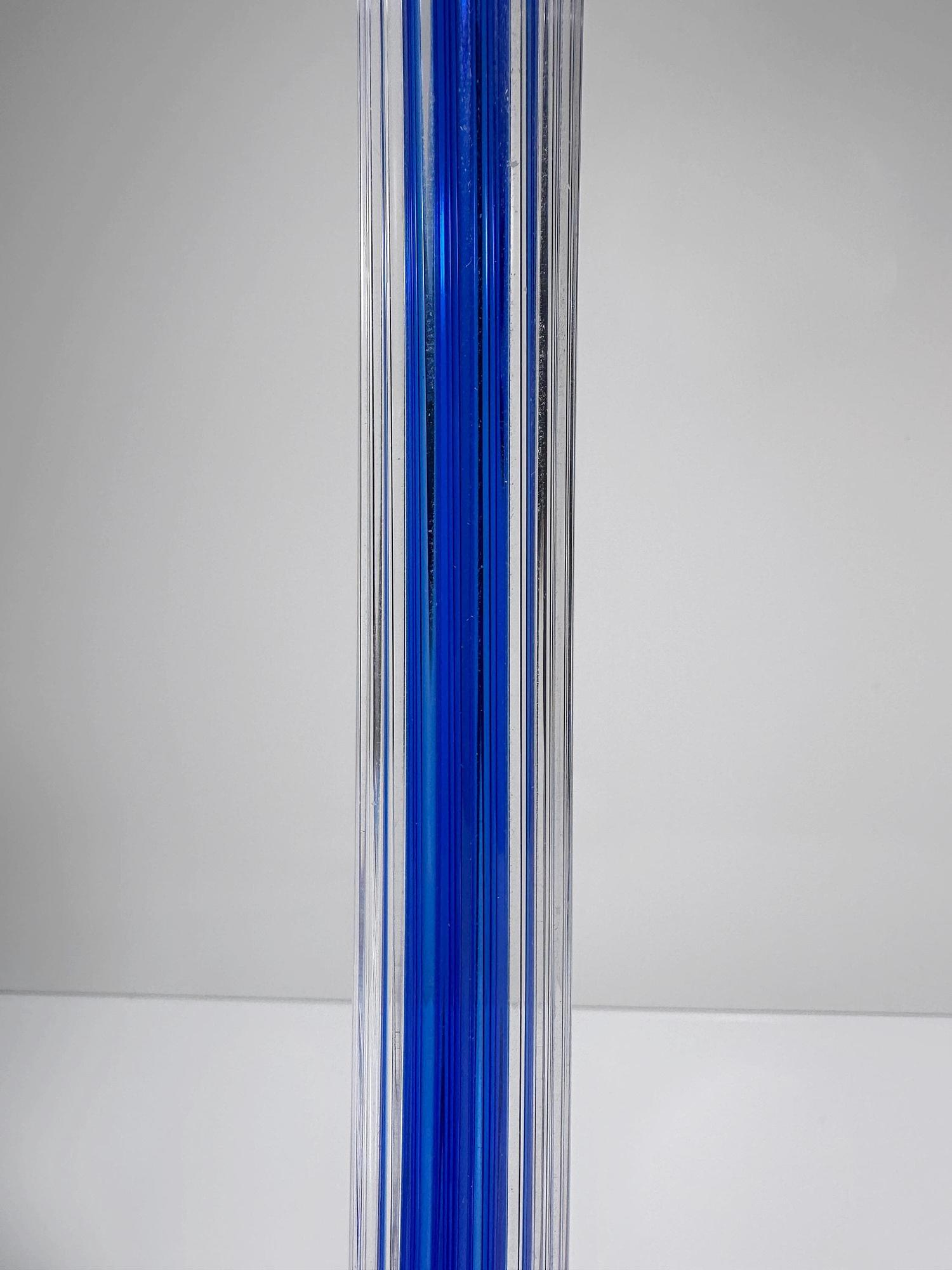 Vintage Postmodern Kerzenständer Glas Blau 1990er Jahre 4