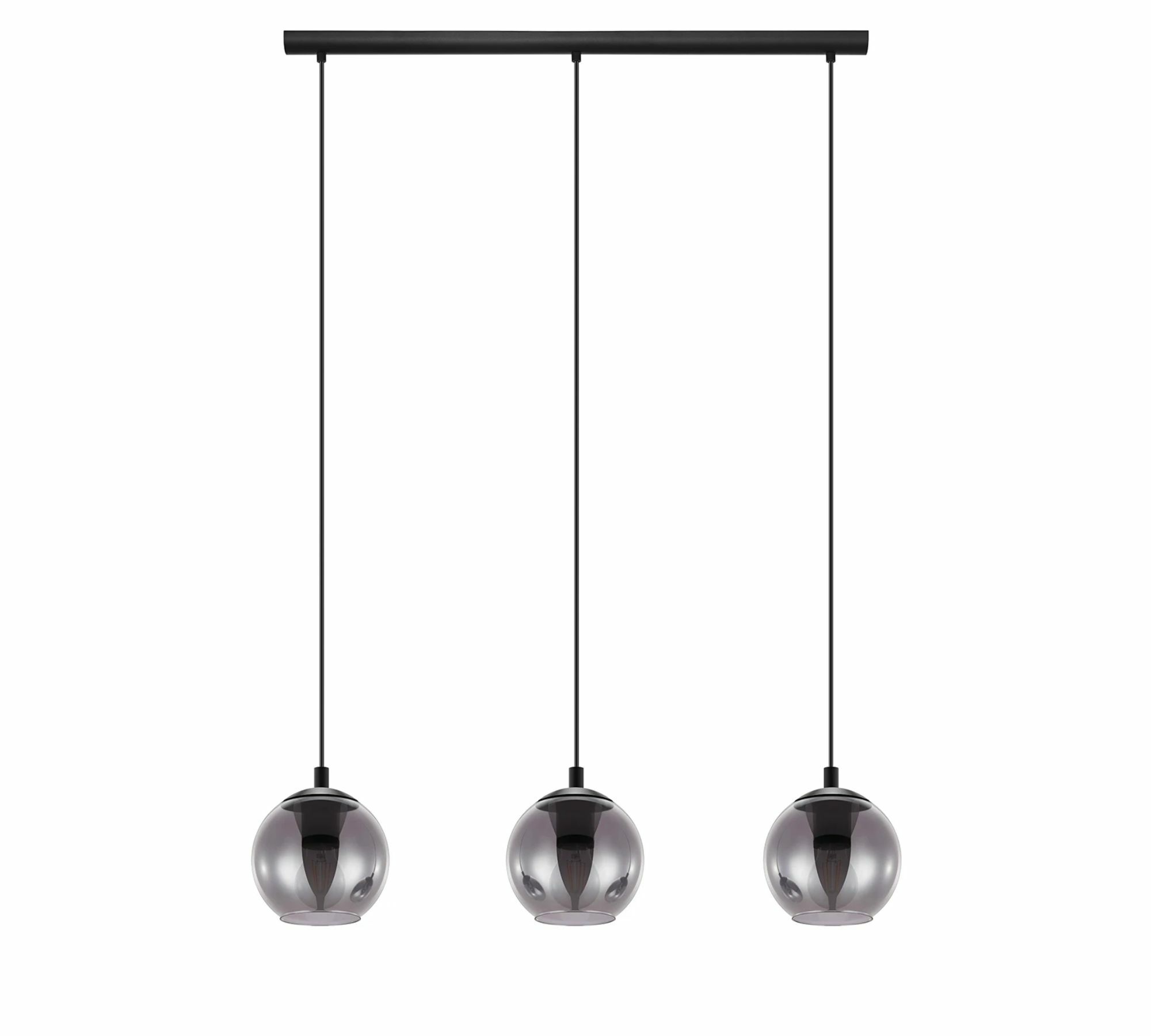 Pendant lamp 3-light clear glass steel 1