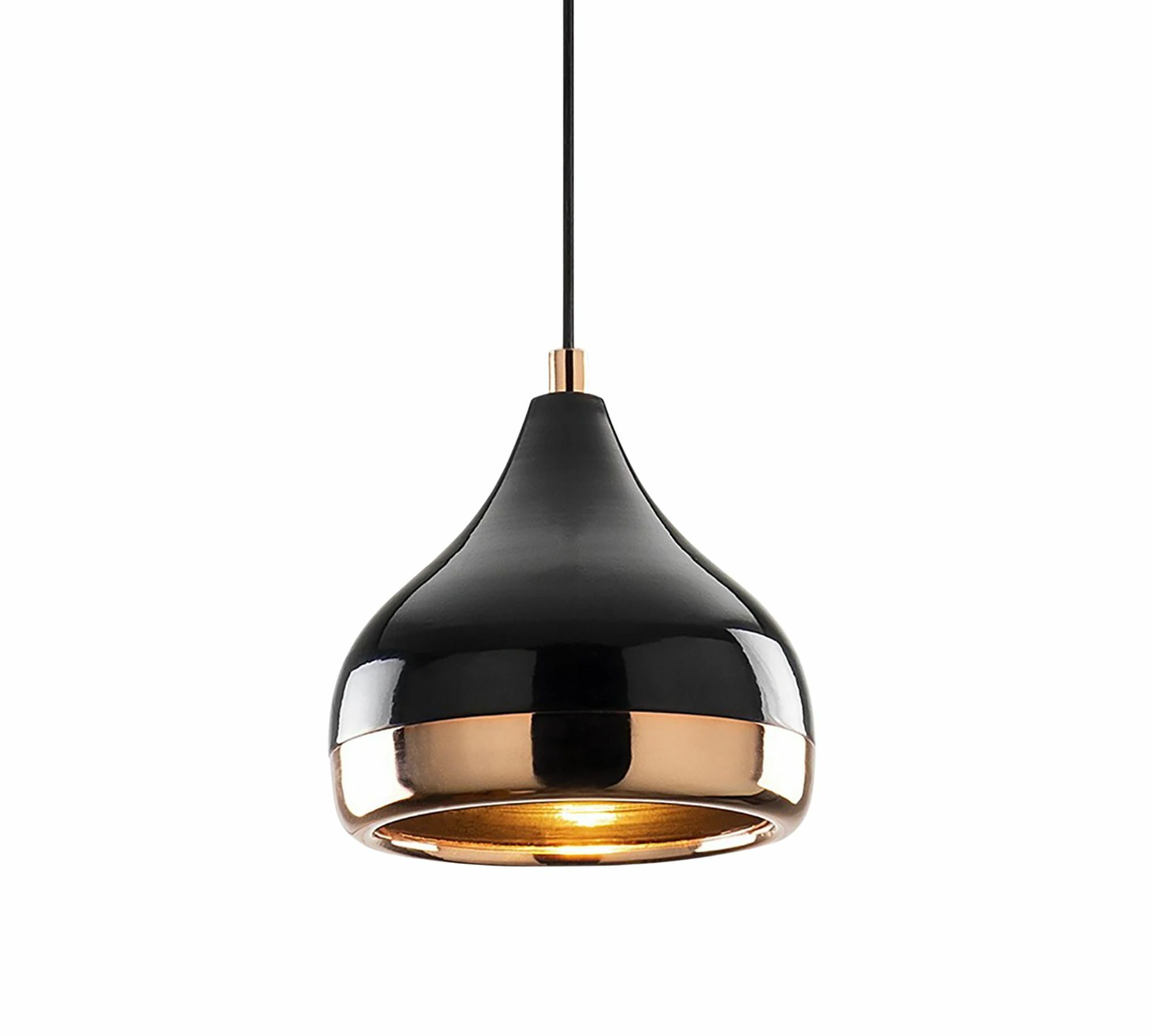 Pendelleuchte 1-flammig Glas Metall Schwarz Gold 0