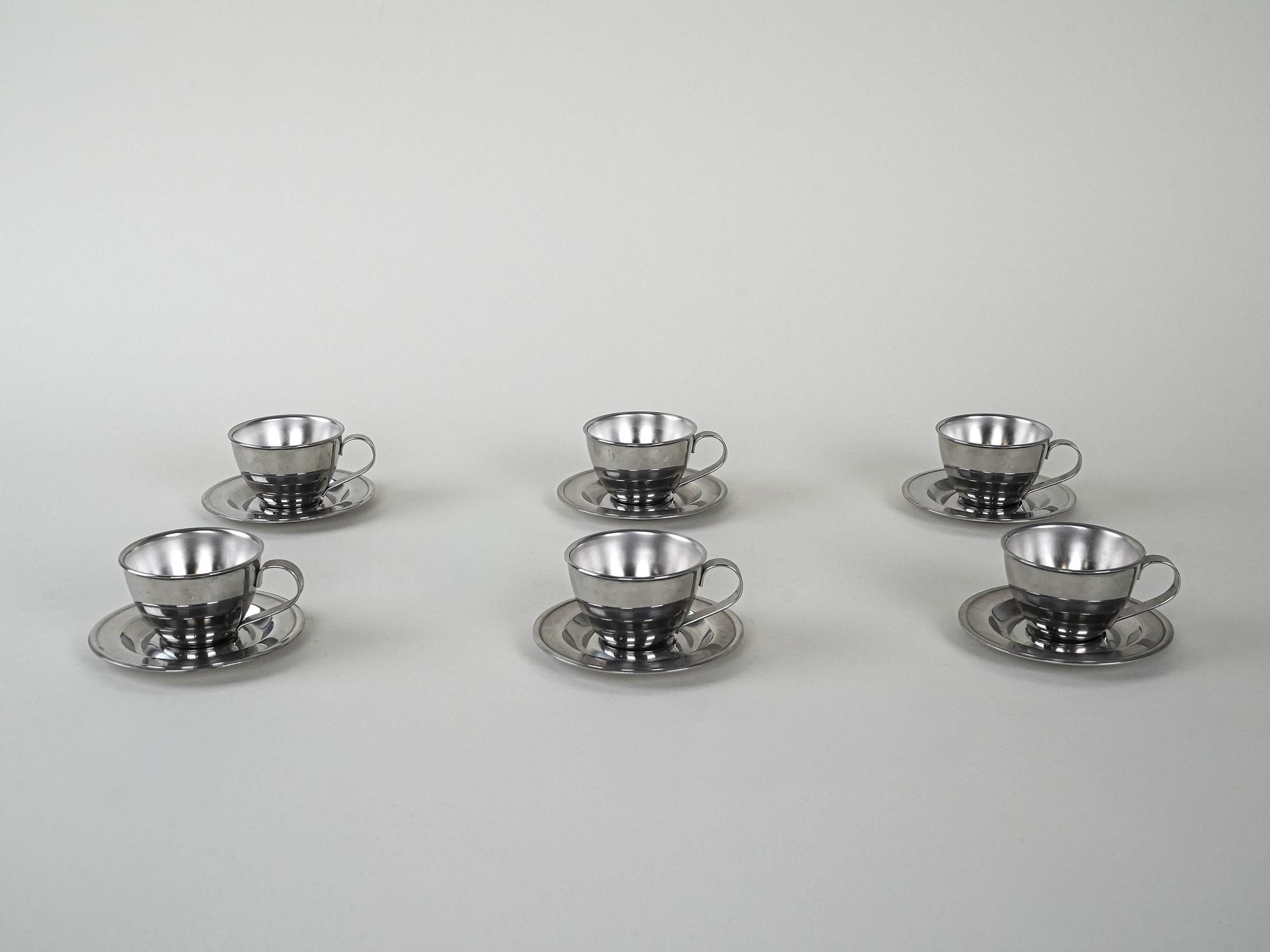 Edelstahlbecher-Set Silber 1980er Jahre 2
