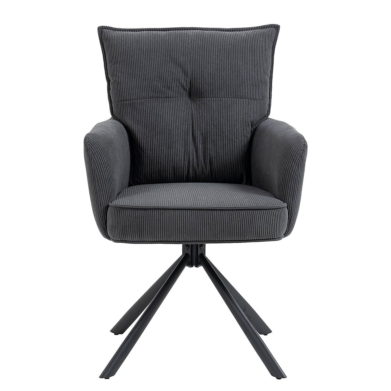 2x Drehbarer Armlehnenstuhl DIDRIP Cord Anthrazit 3