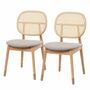 2x Esszimmerstuhl Buchenholz Rattan Webstoff Cappuccino 1