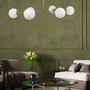 Pendant lamp 6 glass spheres metal white gold 0