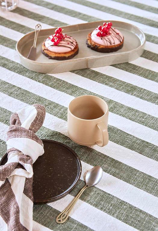 Tablecloth Organic Cotton Blue Striped 260x140 cm 3