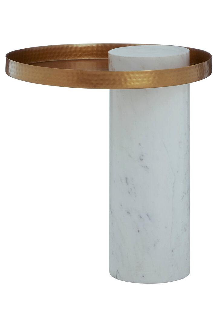 Sika Side Table Iron Marble White 0