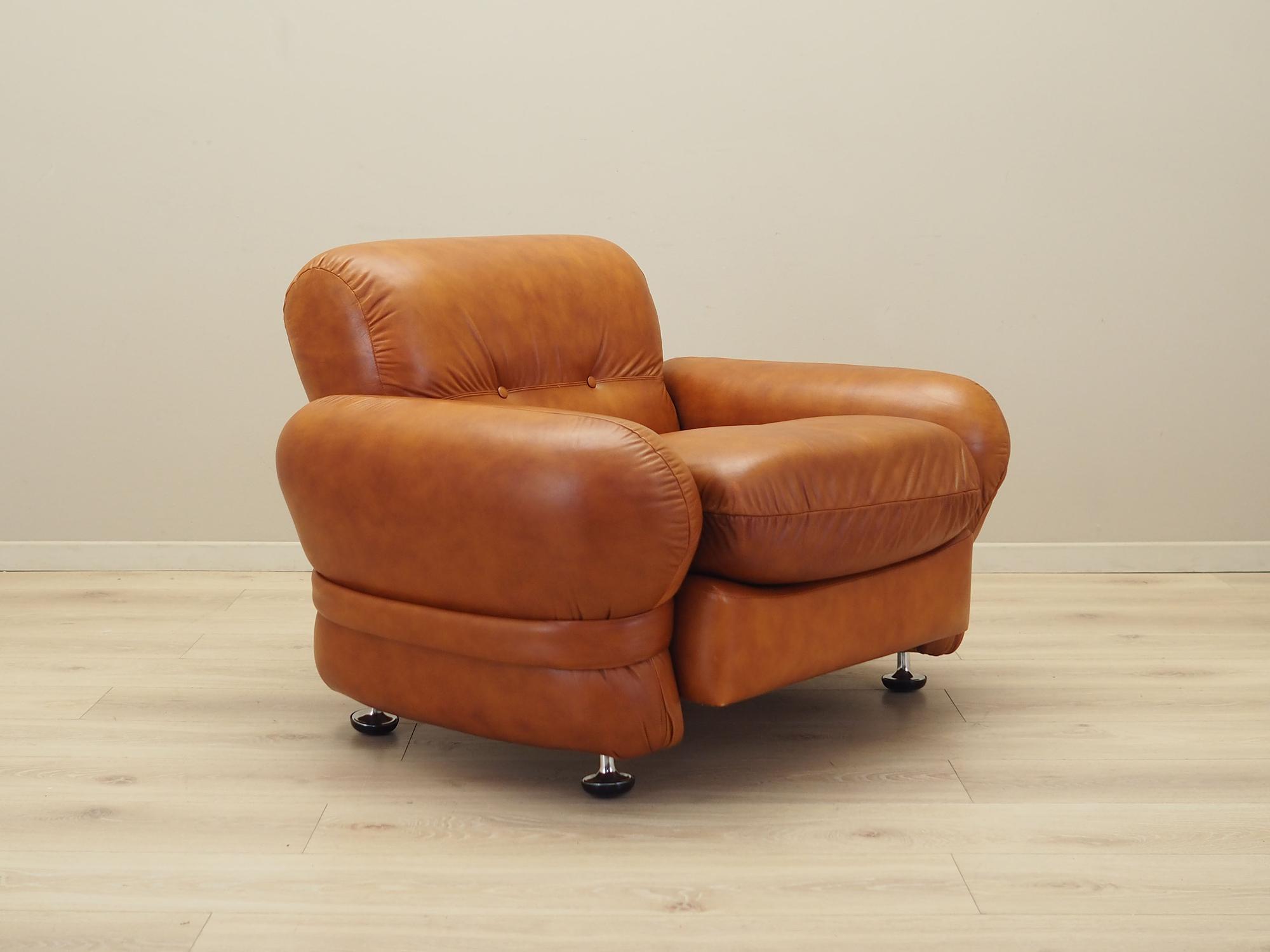 Sessel Leder Braun 1970er Jahre 8
