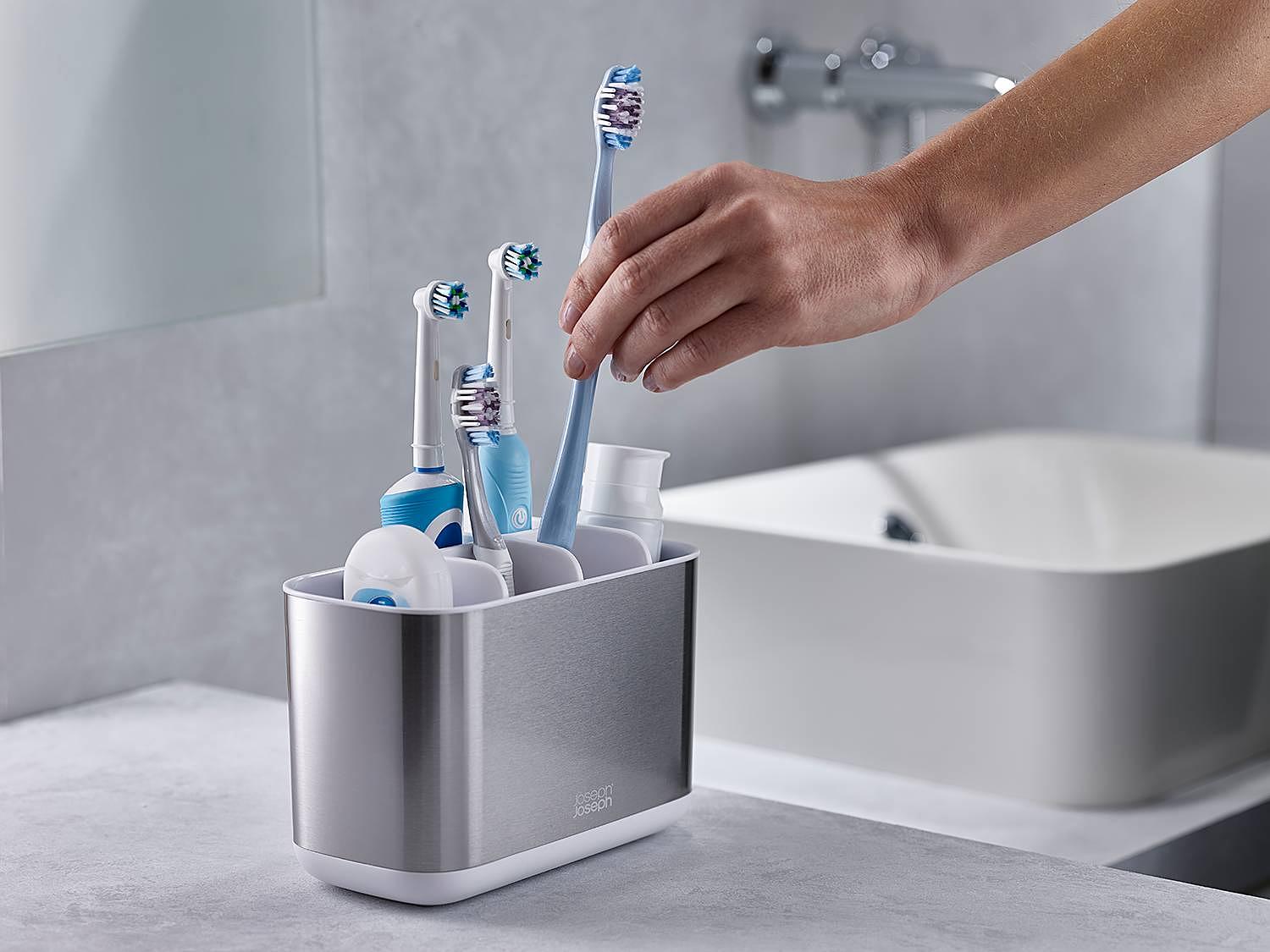 Bad Accessoire 2er Set Easy Store Edelstahl Silber Weiß 3