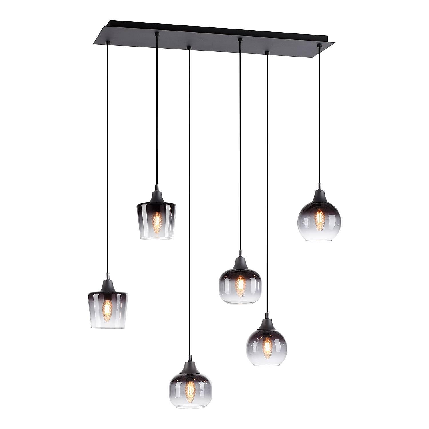 Zea Typ C Pendelleuchte Rauchglas Eisen 5-flammig 3