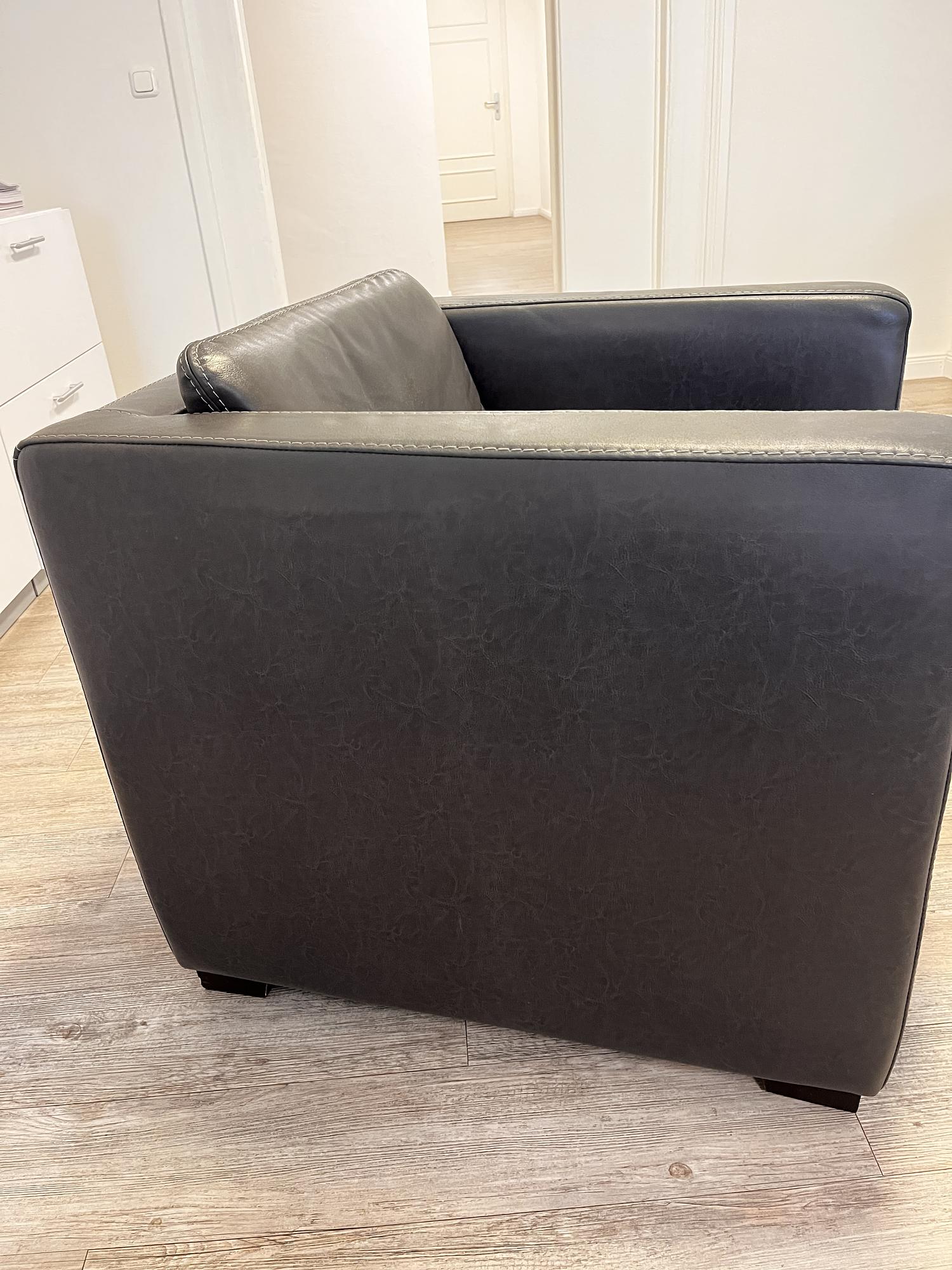 Ledersessel Graubraun  2