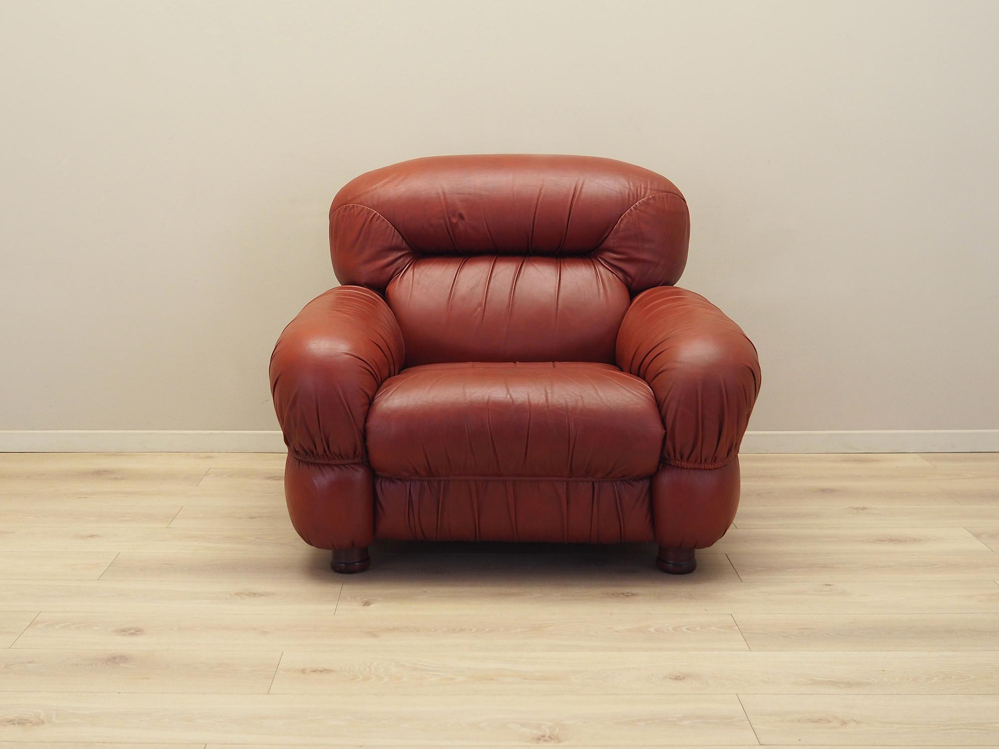 Armchair Leather Burgundy 1970s 2