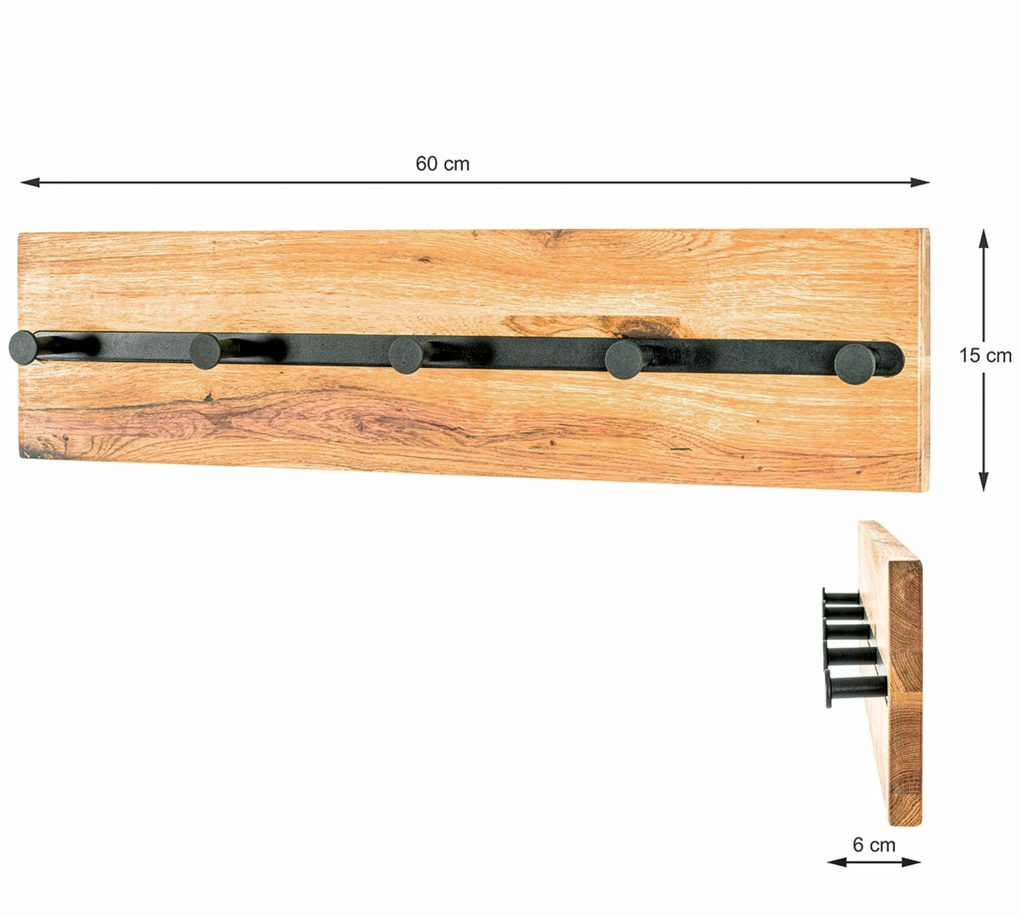 Coat rack oak wood metal black 5