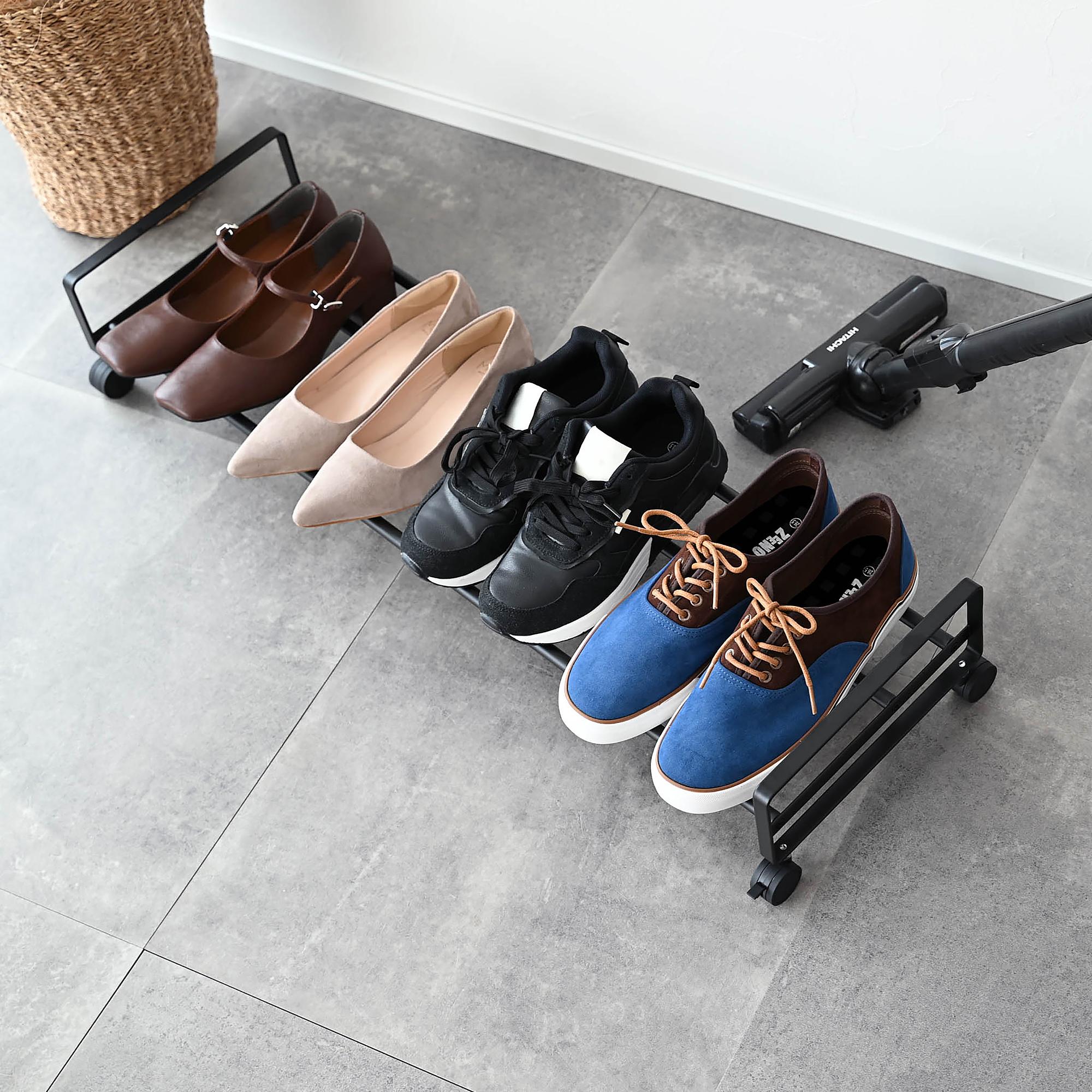 Shoe Rack Tower Mobile Metal Black 4