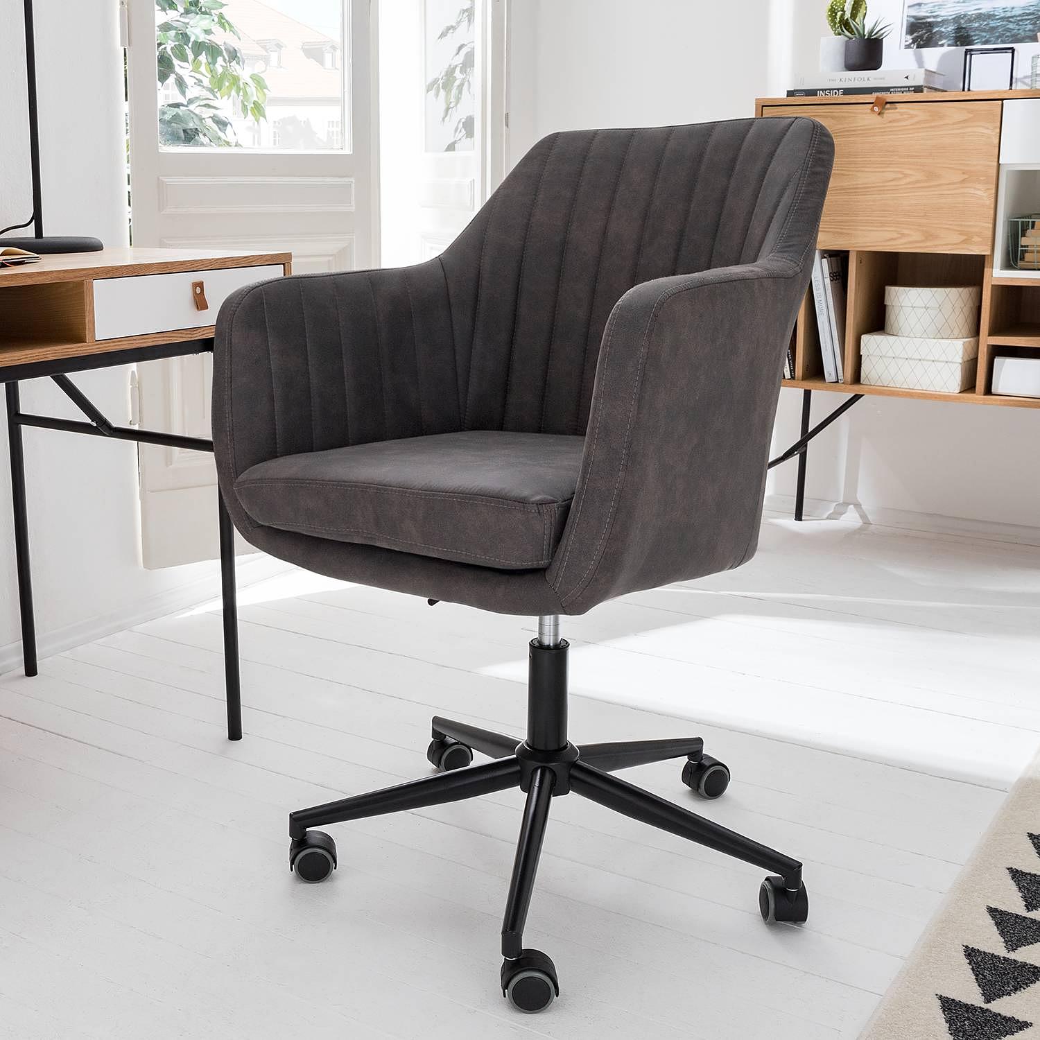 Leedy Bürostuhl Drehbar Kunstleder Grau 3