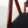 4x Vintage Armchair Teak Textile Black 1970s 6