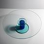 Vintage cake plate glass blue 80s 4