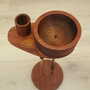 Vintage Ashtray Teak Wood Metal Brown 1970s 2