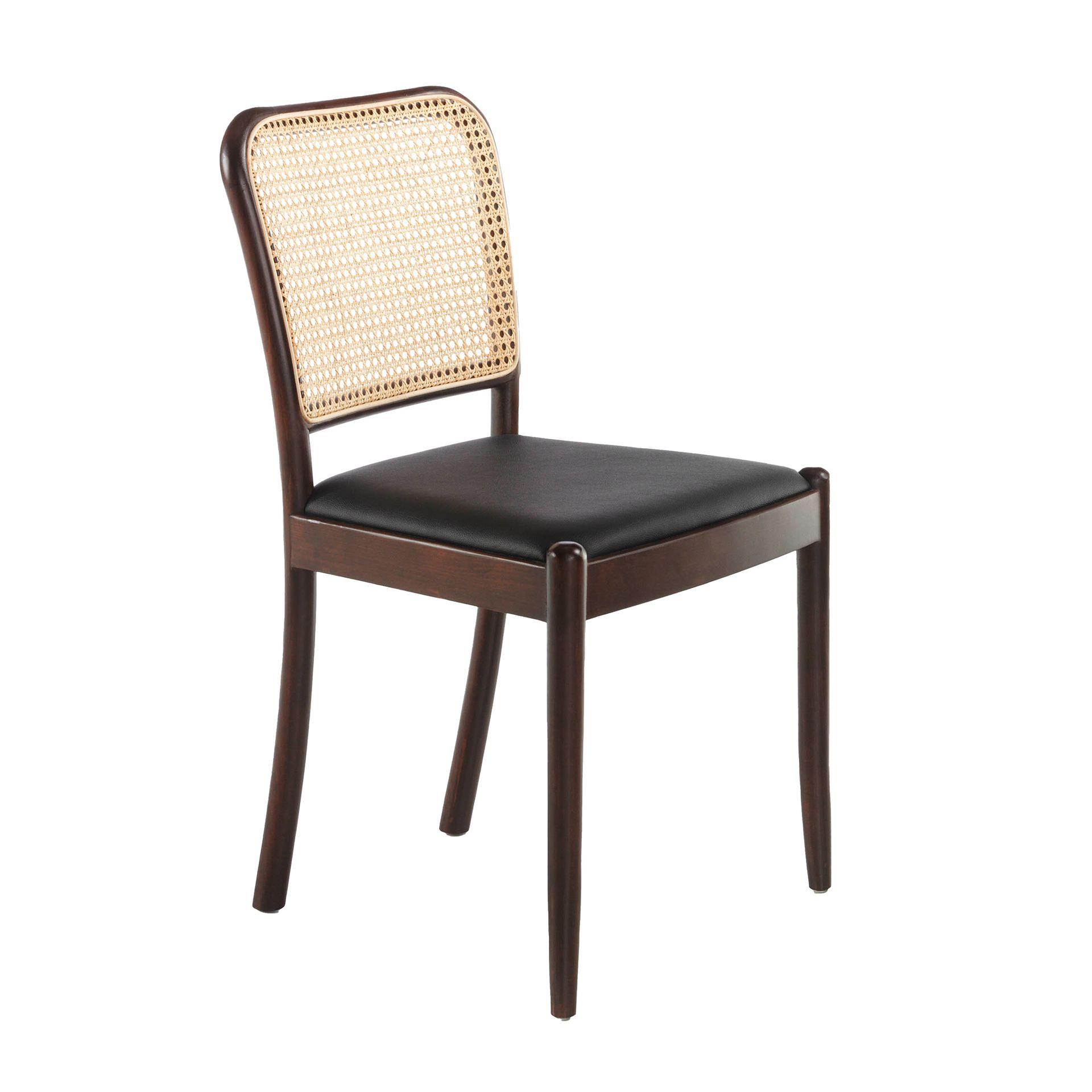 Chair Rattan Faux Leather Black 0