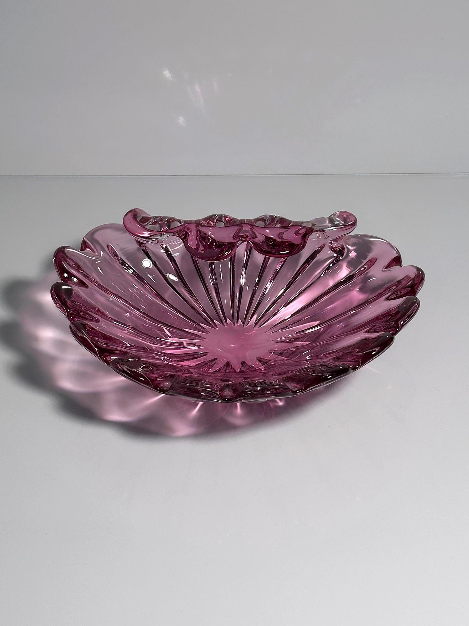 Vintage Shell Fruit Bowl Glass 1970s 2
