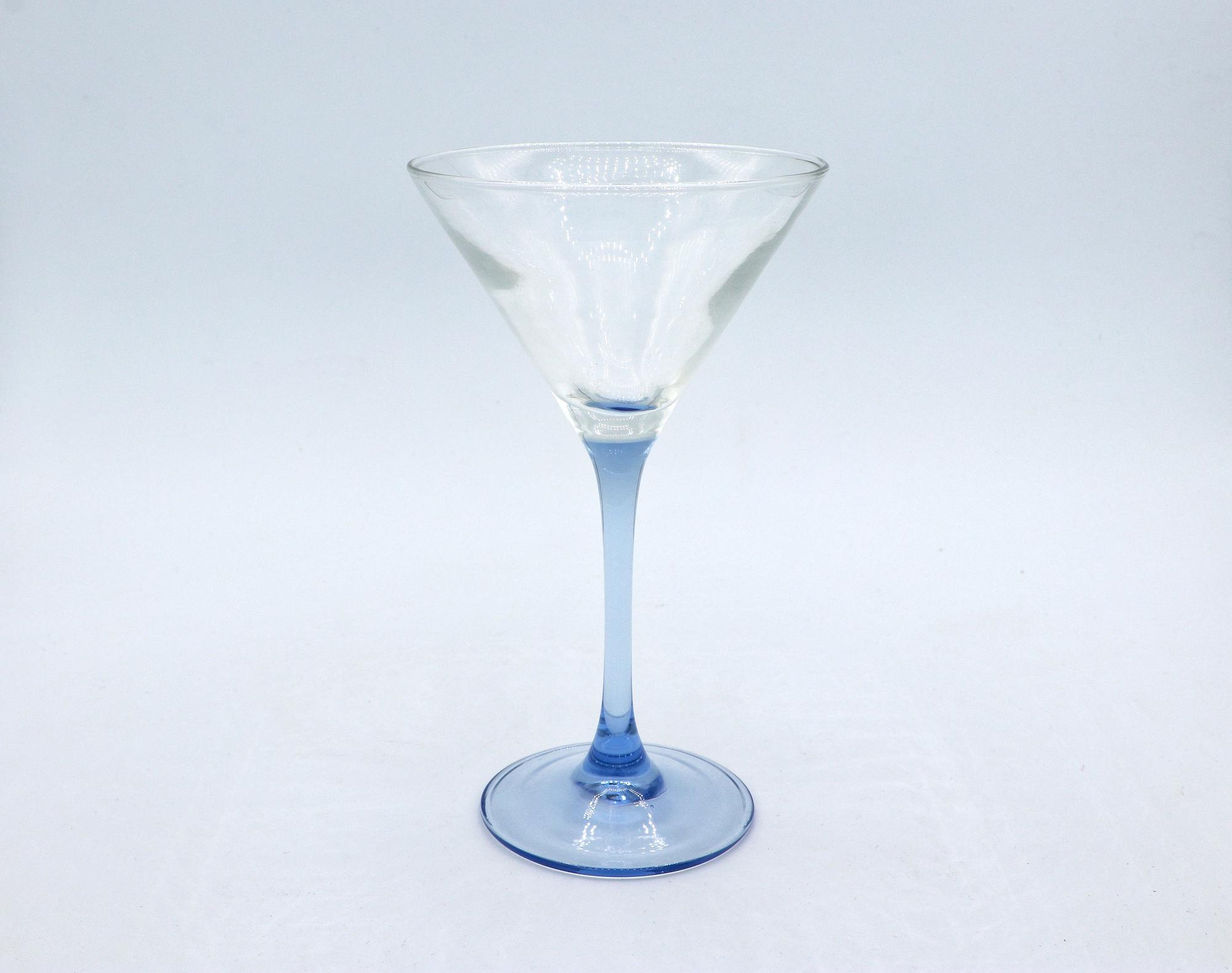 4x Vintage Martiniglas Hellblau 1980er Jahre 2