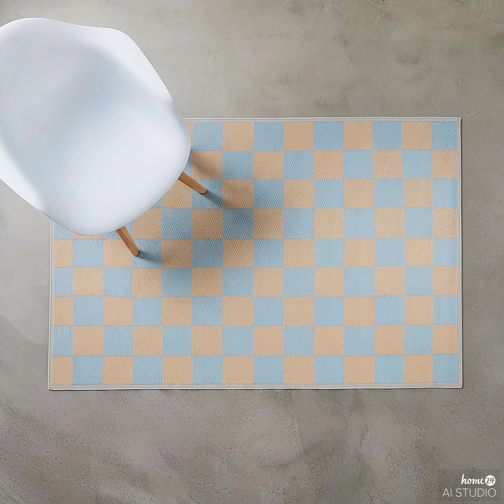 Teppich COLOUR CLASH Karo Polypropylen Blau Beige 118x180cm 3