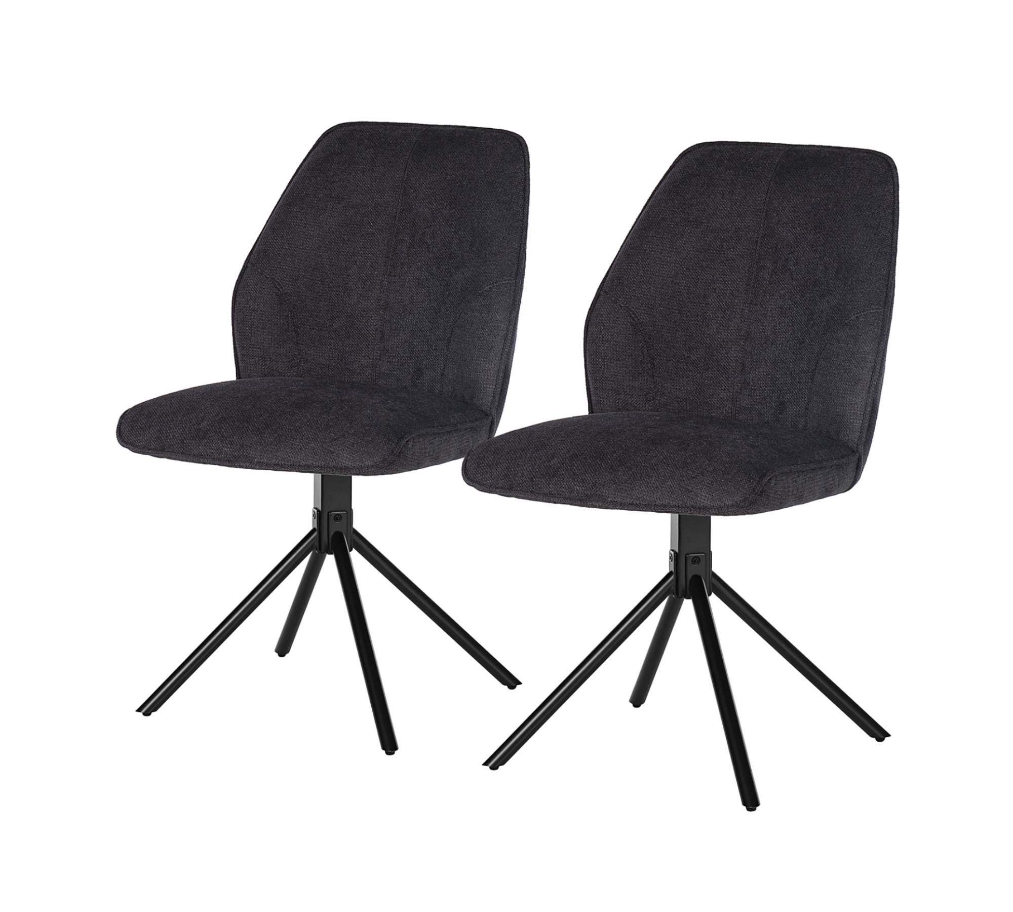 2x Dining chair iron fabric dark grey 0