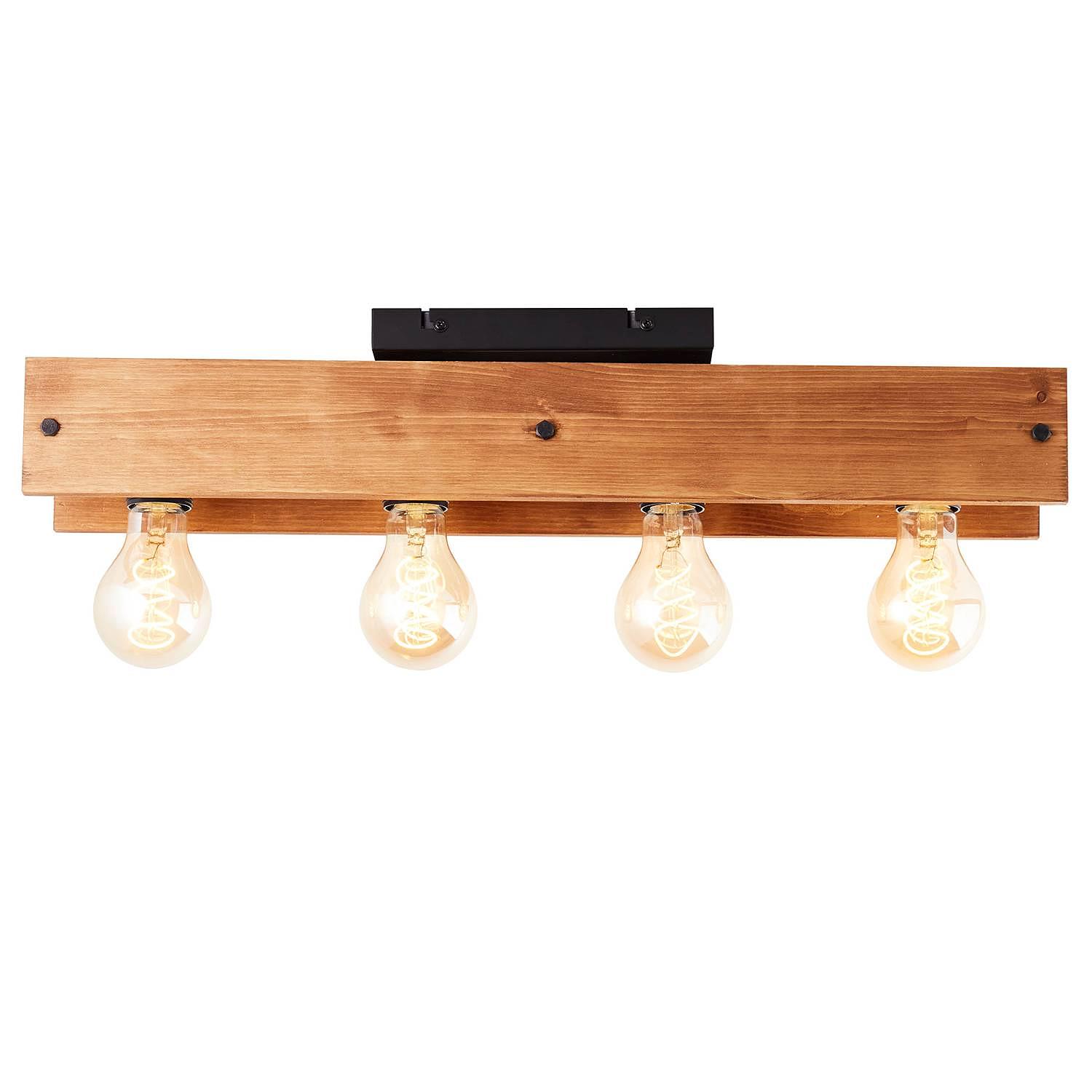 4-Flammig Deckenleuchte Calandra II Kiefer teilmassiv Eisen 0