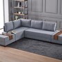 Schlafsofa Récamiere Links Polyester Holz Grau 1