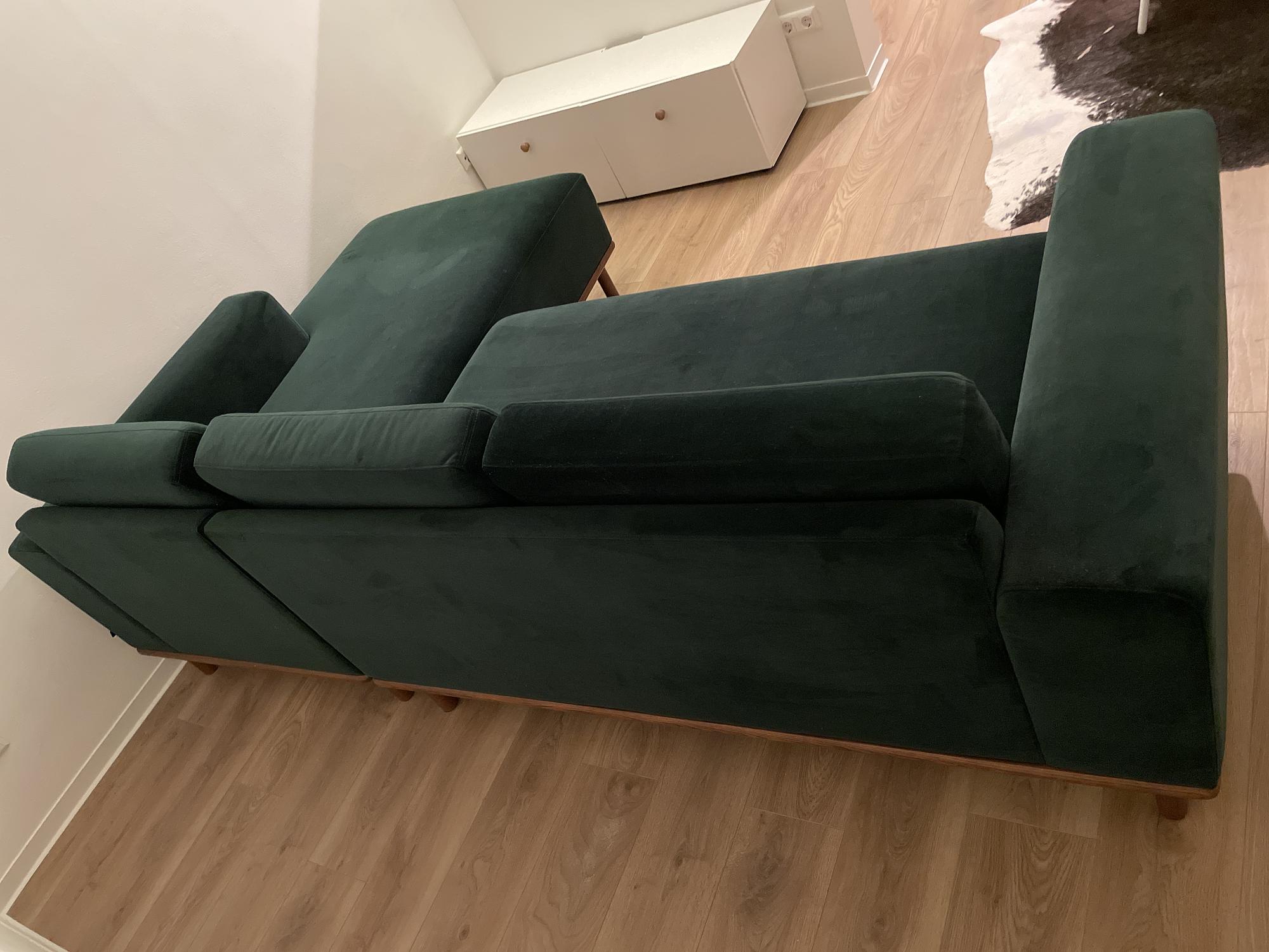 Sofa 3-Sitzer Récamiere Rechts Samt Grün 4