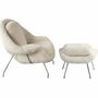 Vintage Eero Saarinen Womb Chair & Ottoman Textil Stahl Weiß 0