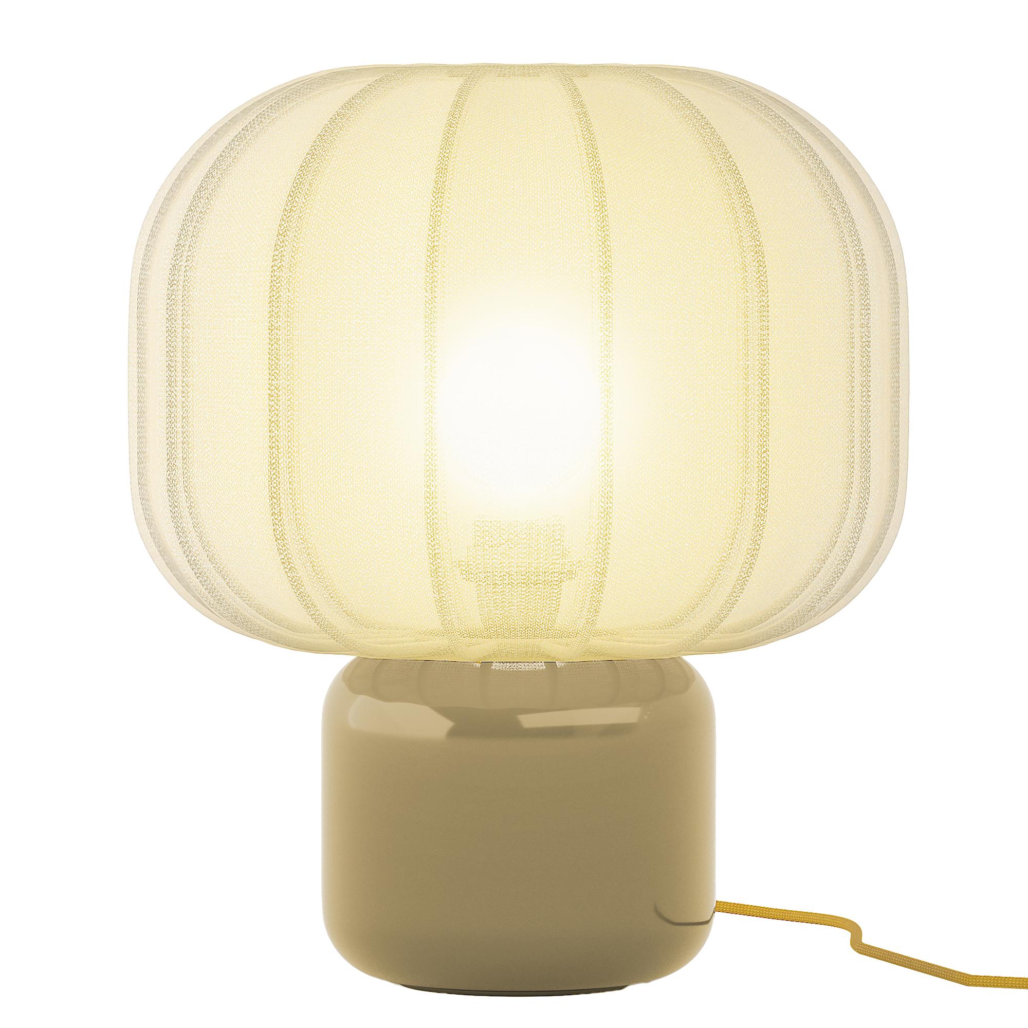 Brisa Tischleuchte 1-flammig Baumwollstoff Milchglas Braun 4