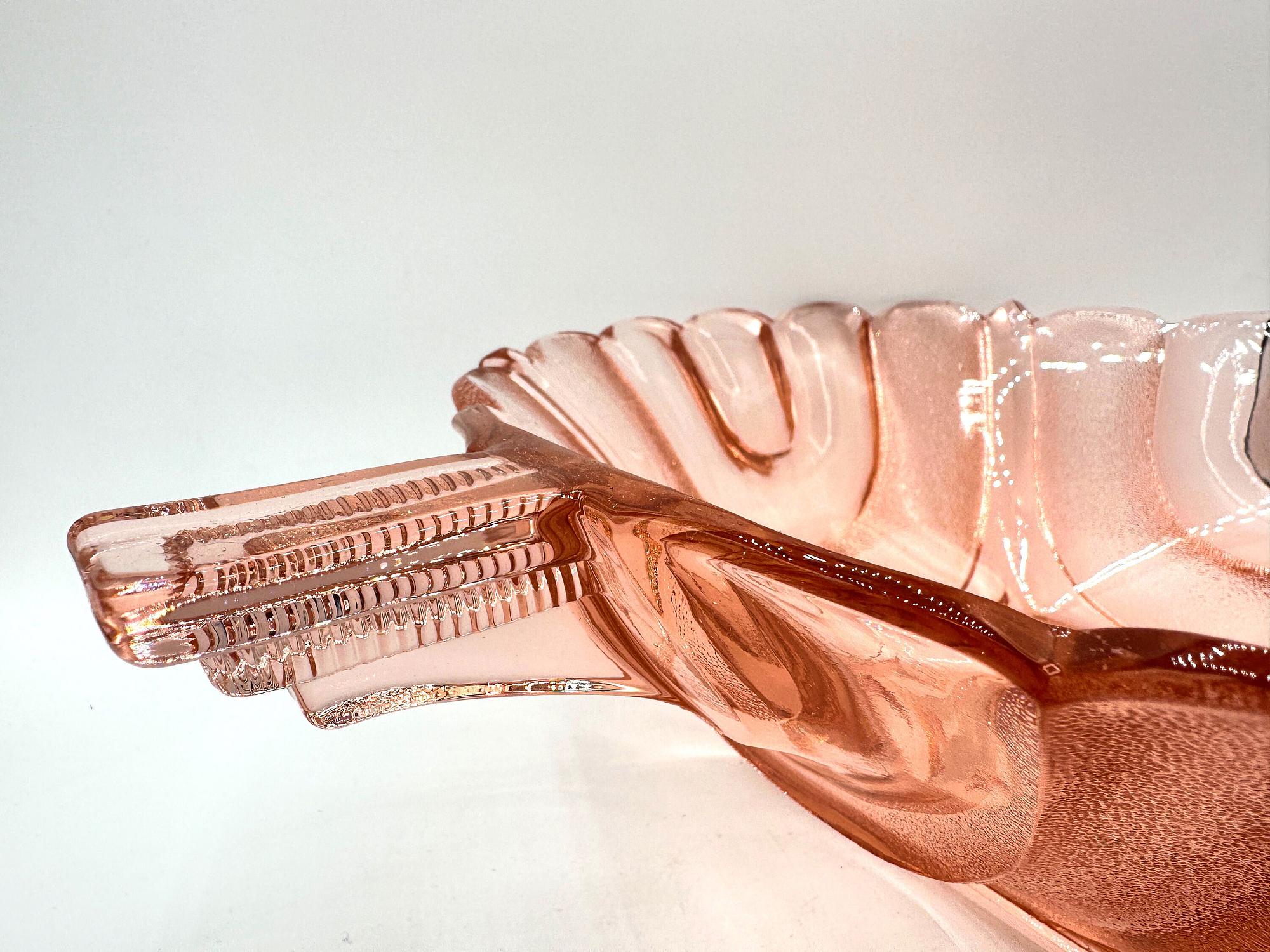 Vintage Art Deco Essex Schale Glas Rosa 1930er Jahre 3